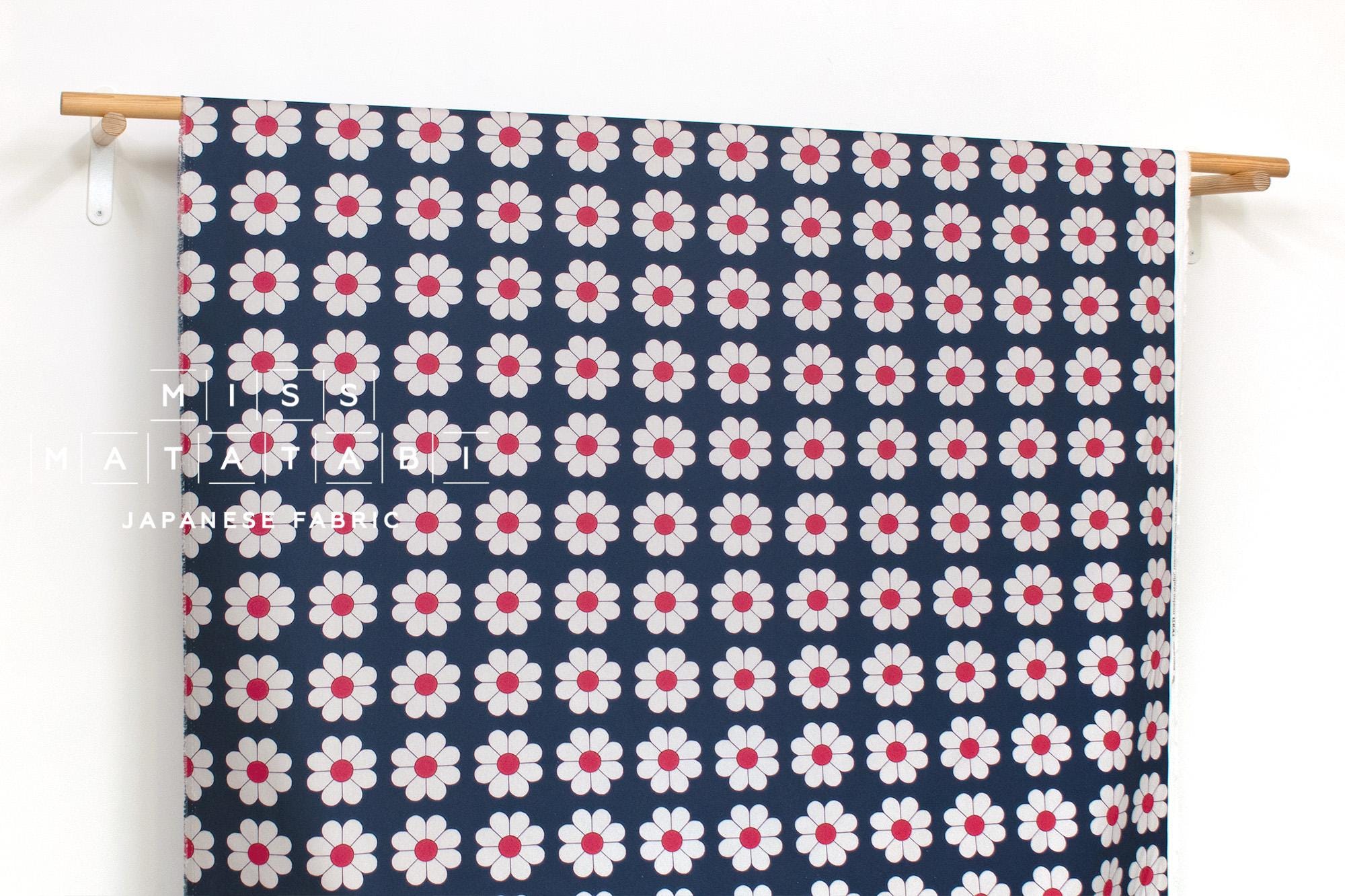 Japanese Fabric The Most Fun Flowers - navy blue - 50cm