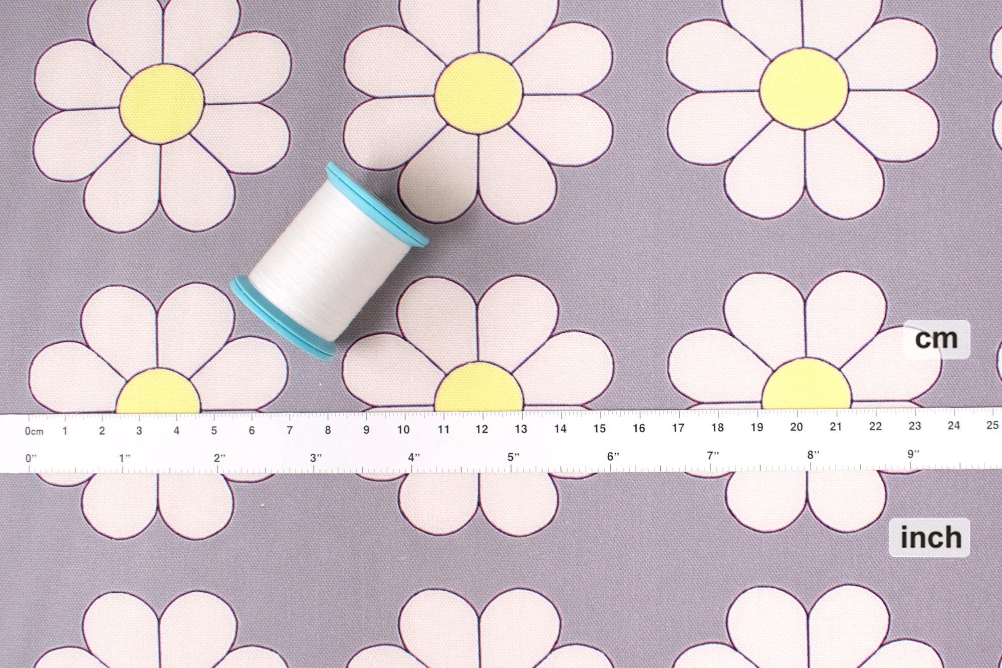 Japanese Fabric The Most Fun Flowers - grey - 50cm