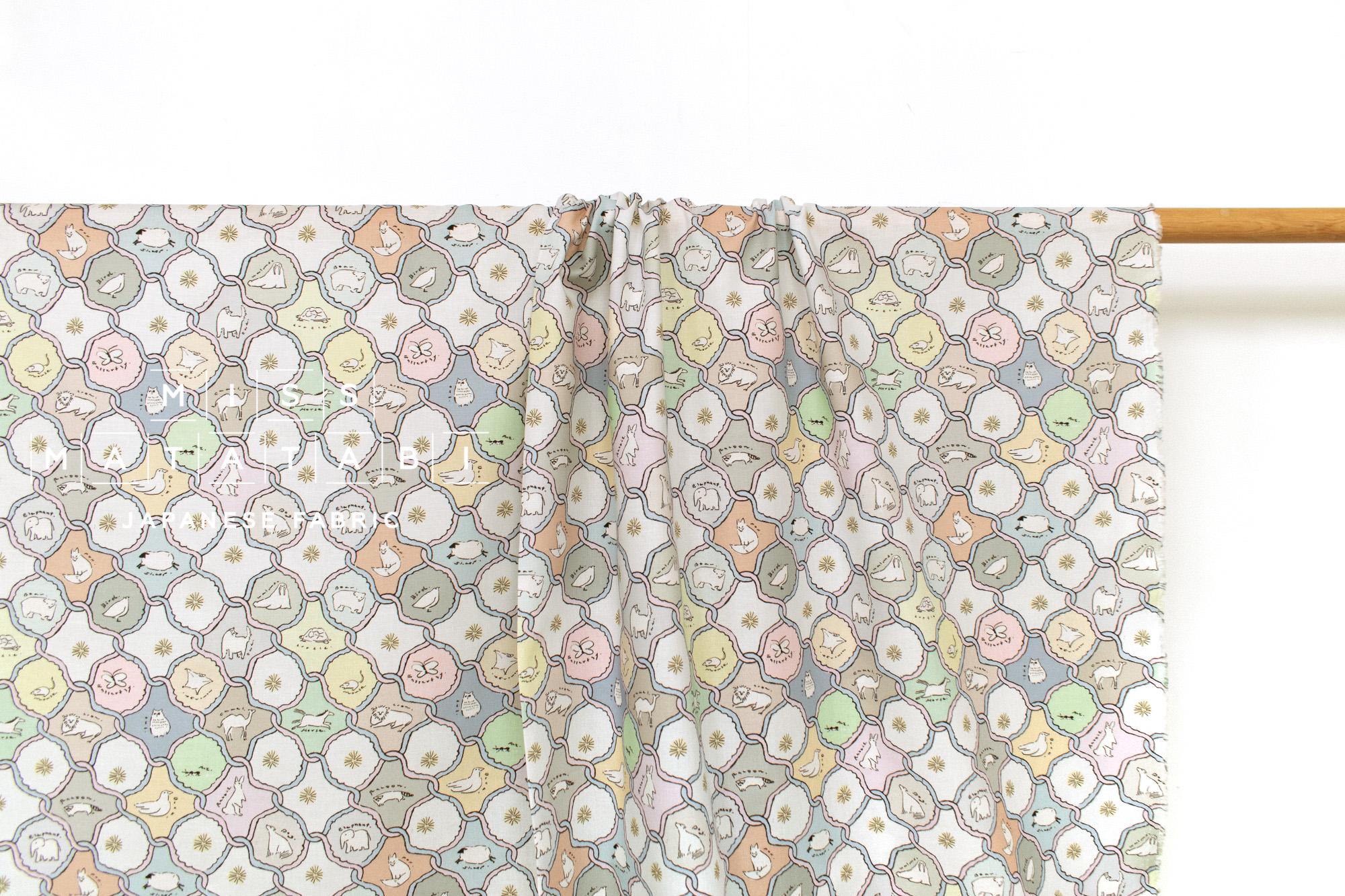 Japanese Fabric We Love Animals - pastels - 50cm