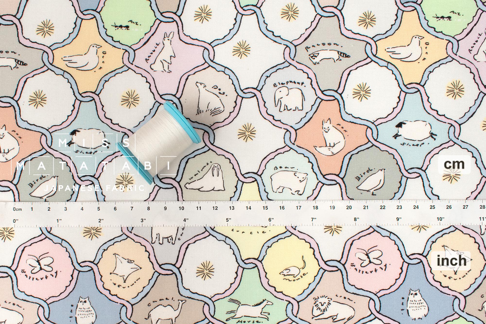 Japanese Fabric We Love Animals - pastels - 50cm