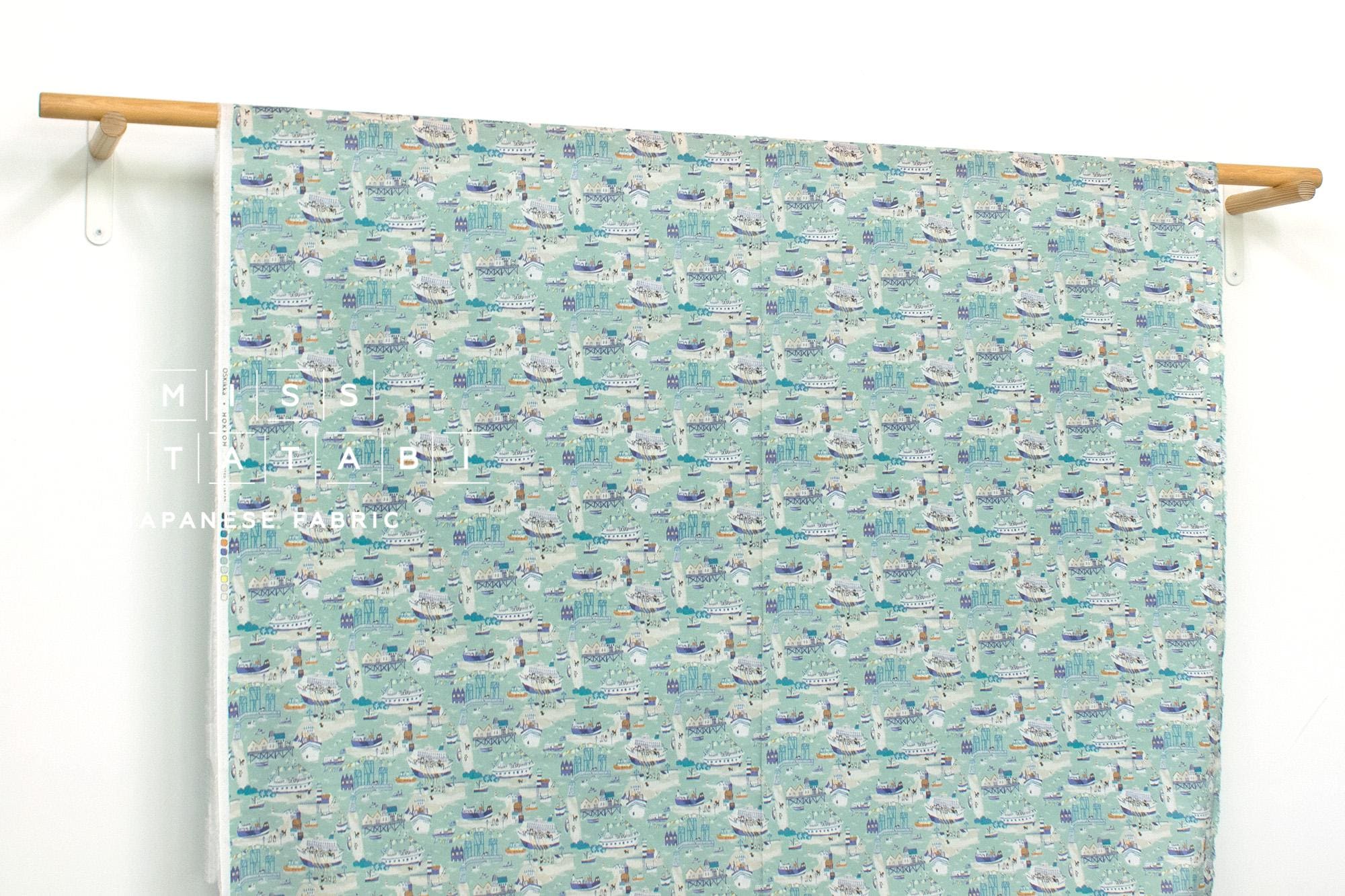 Japanese Fabric Pups on the Harbour - mint - 50cm
