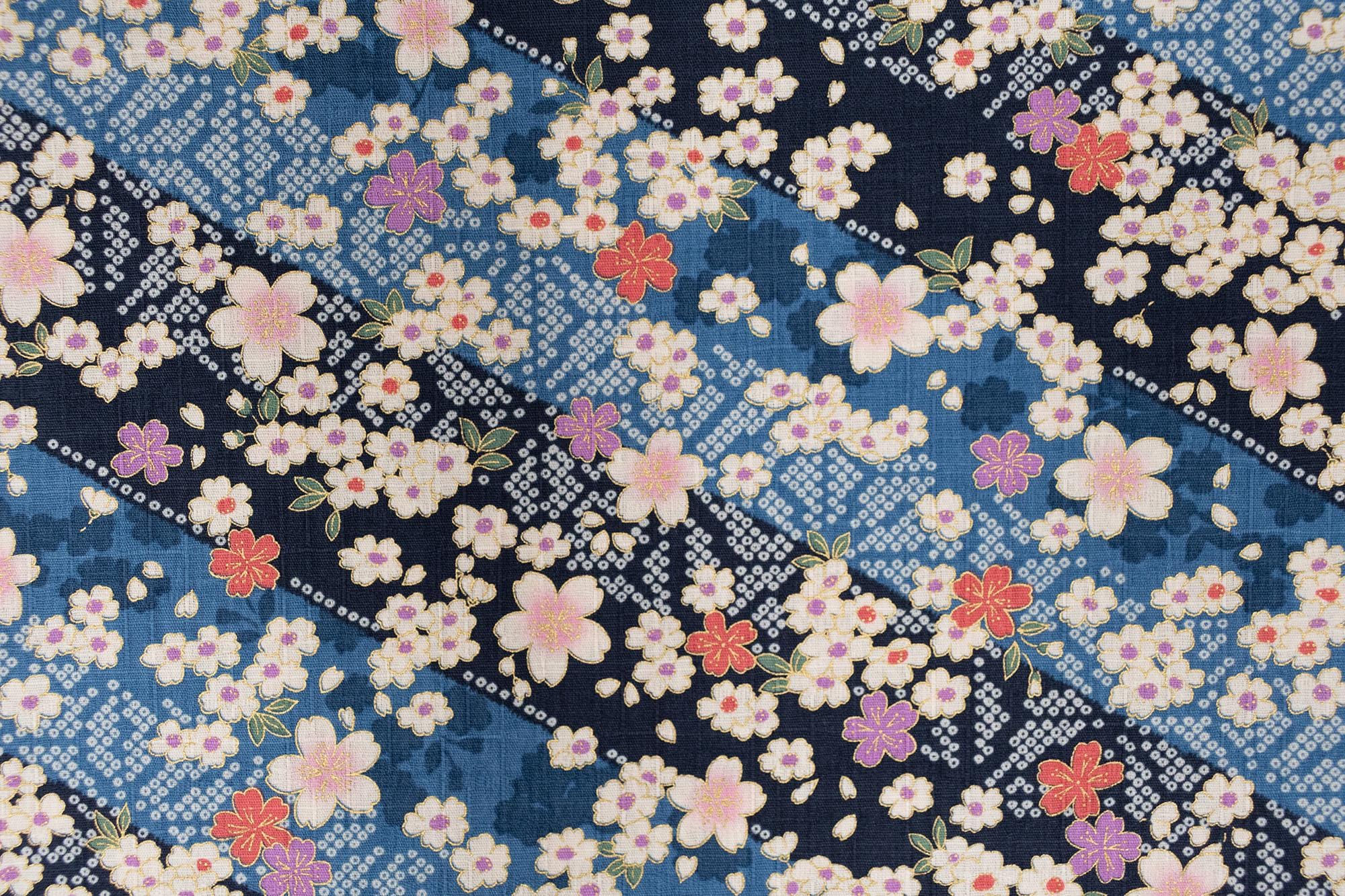 Japanese Fabric Wagara Dobby II - blue, metallic gold - 50cm