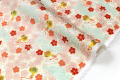 Japanese Fabric Sakura Bunny - A metallic gold - 50cm