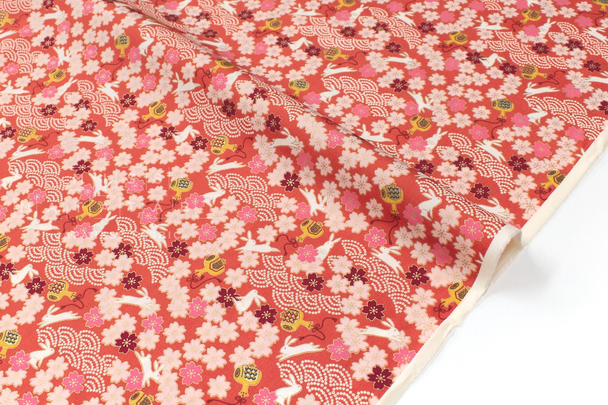 Japanese Fabric Sakura Bunny - C metallic gold - 50cm