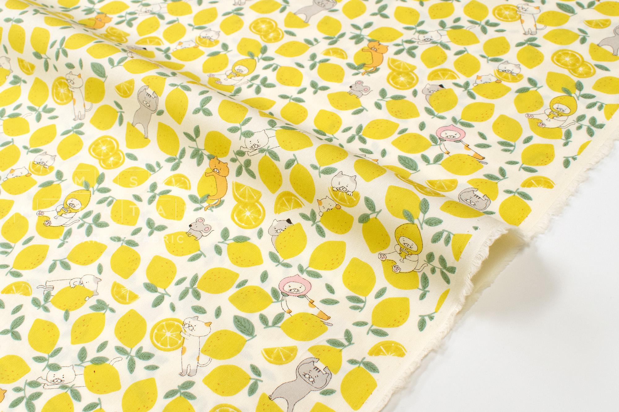 Japanese Fabric Lemonade Cats - A - 50cm