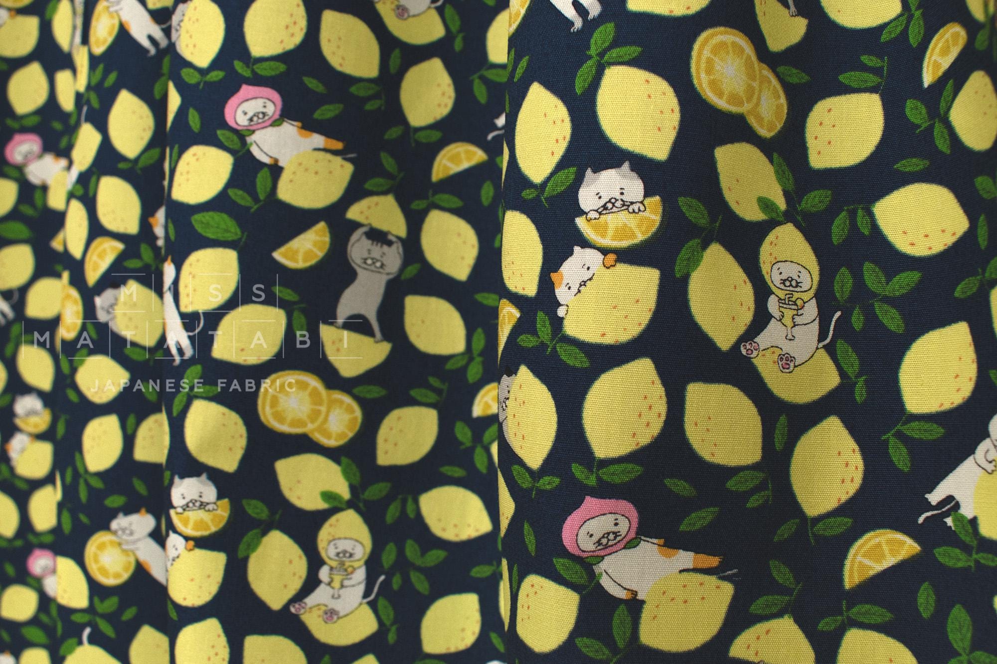 Japanese Fabric Lemonade Cats - D - 50cm