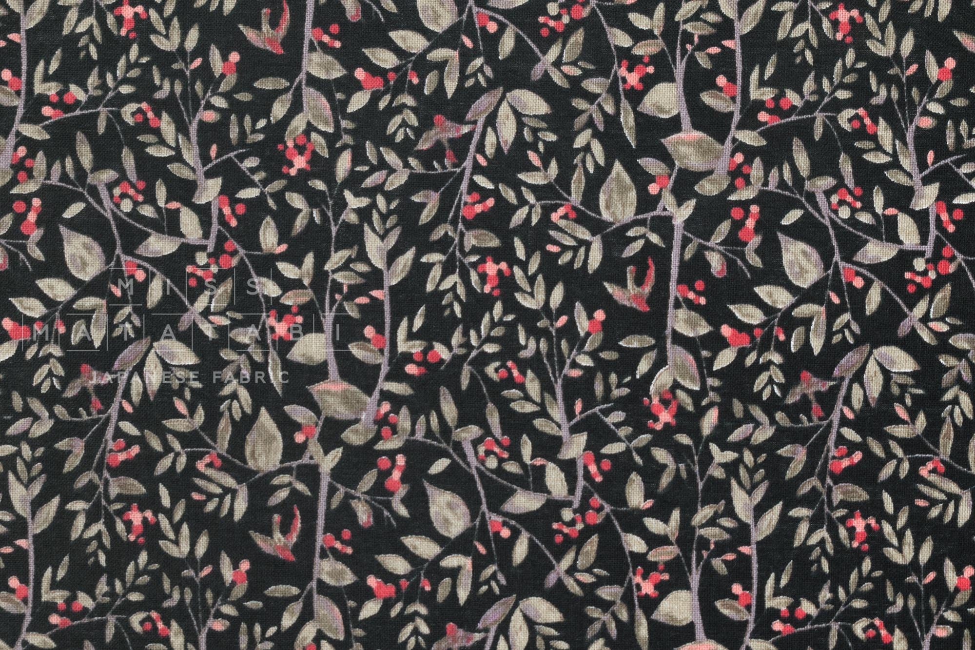 DEADSTOCK Japanese Fabric Little Bird - black - 50cm