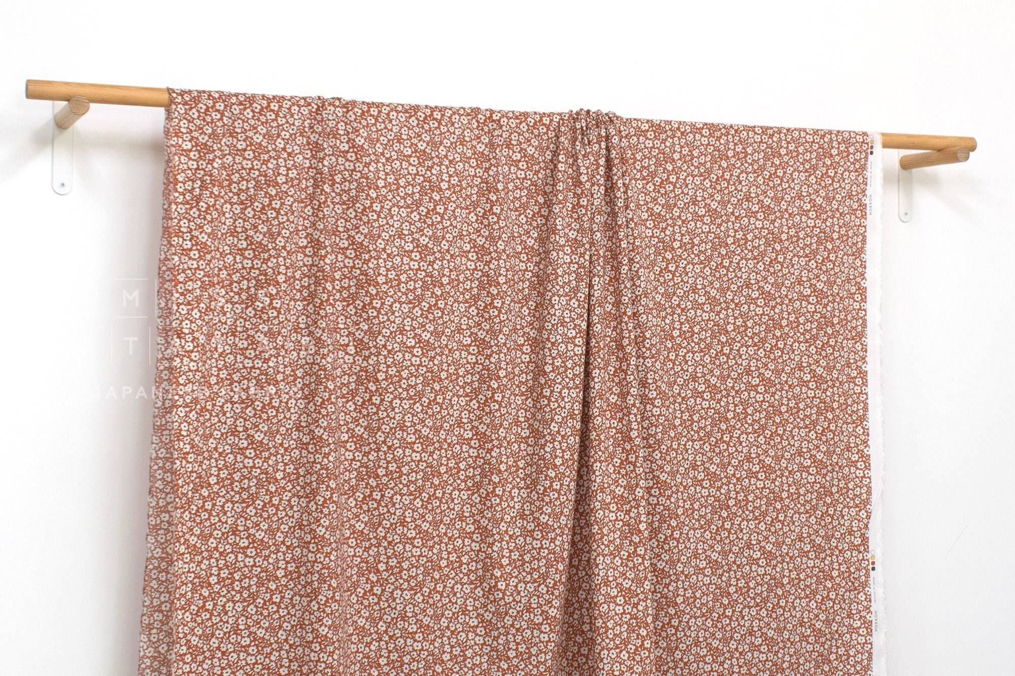DEADSTOCK Japanese Fabric Autumn Floral - clay orange - 50cm