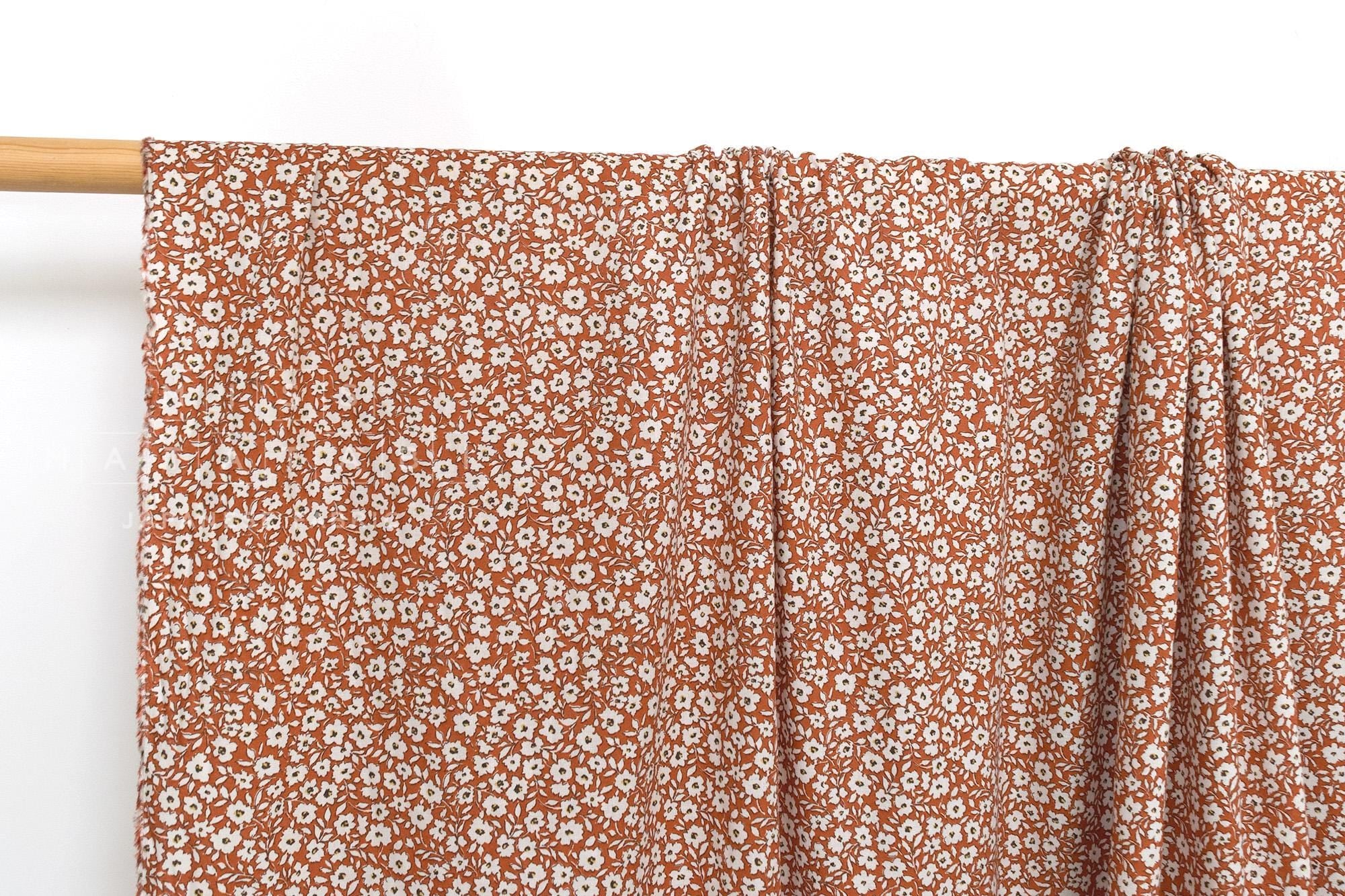 DEADSTOCK Japanese Fabric Autumn Floral - clay orange - 50cm