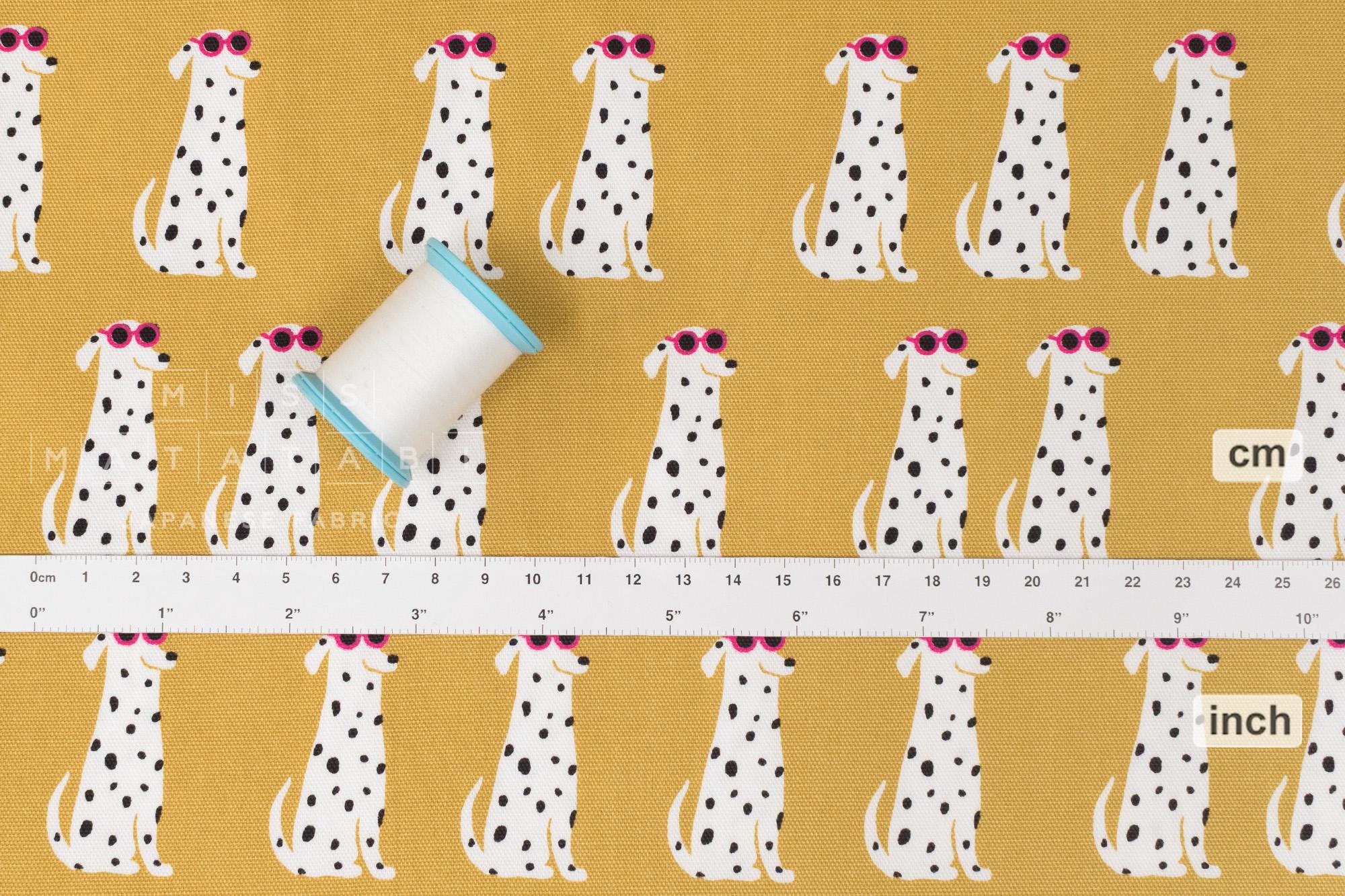 Japanese Fabric Dalmations - mustard - 50cm