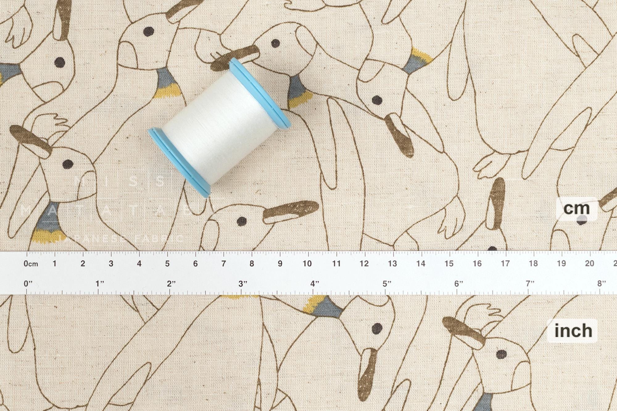 Japanese Fabric Penguins Linen Blend - B - 50cm