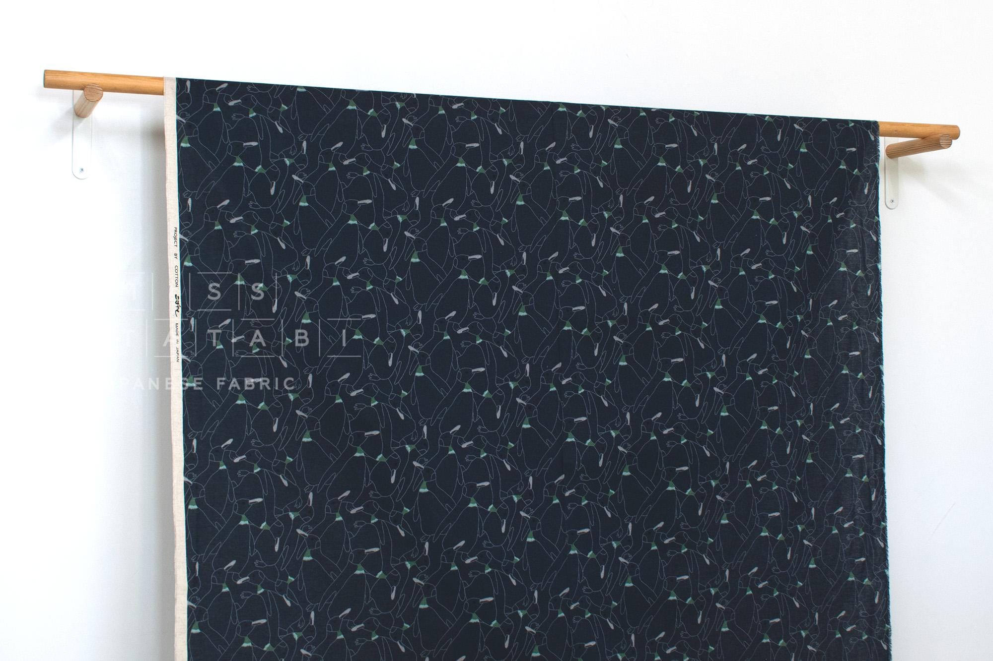 Japanese Fabric Penguins Linen Blend - D - 50cm