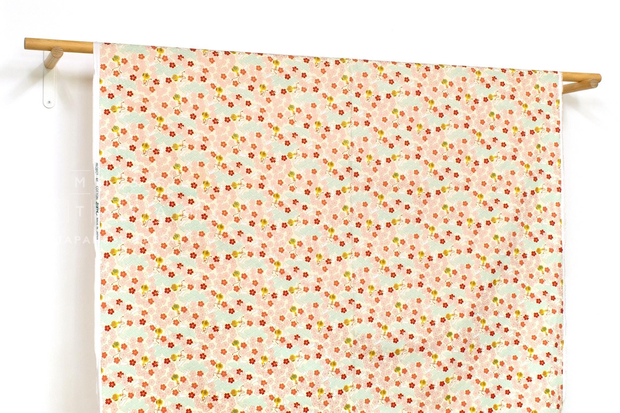 Japanese Fabric Sakura Bunny - A metallic gold - 50cm