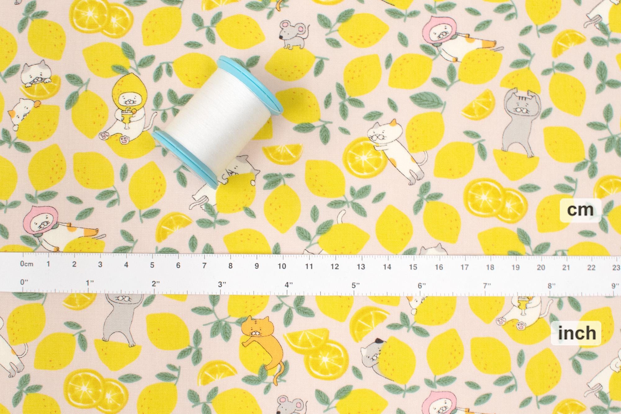 Japanese Fabric Lemonade Cats - B - 50cm