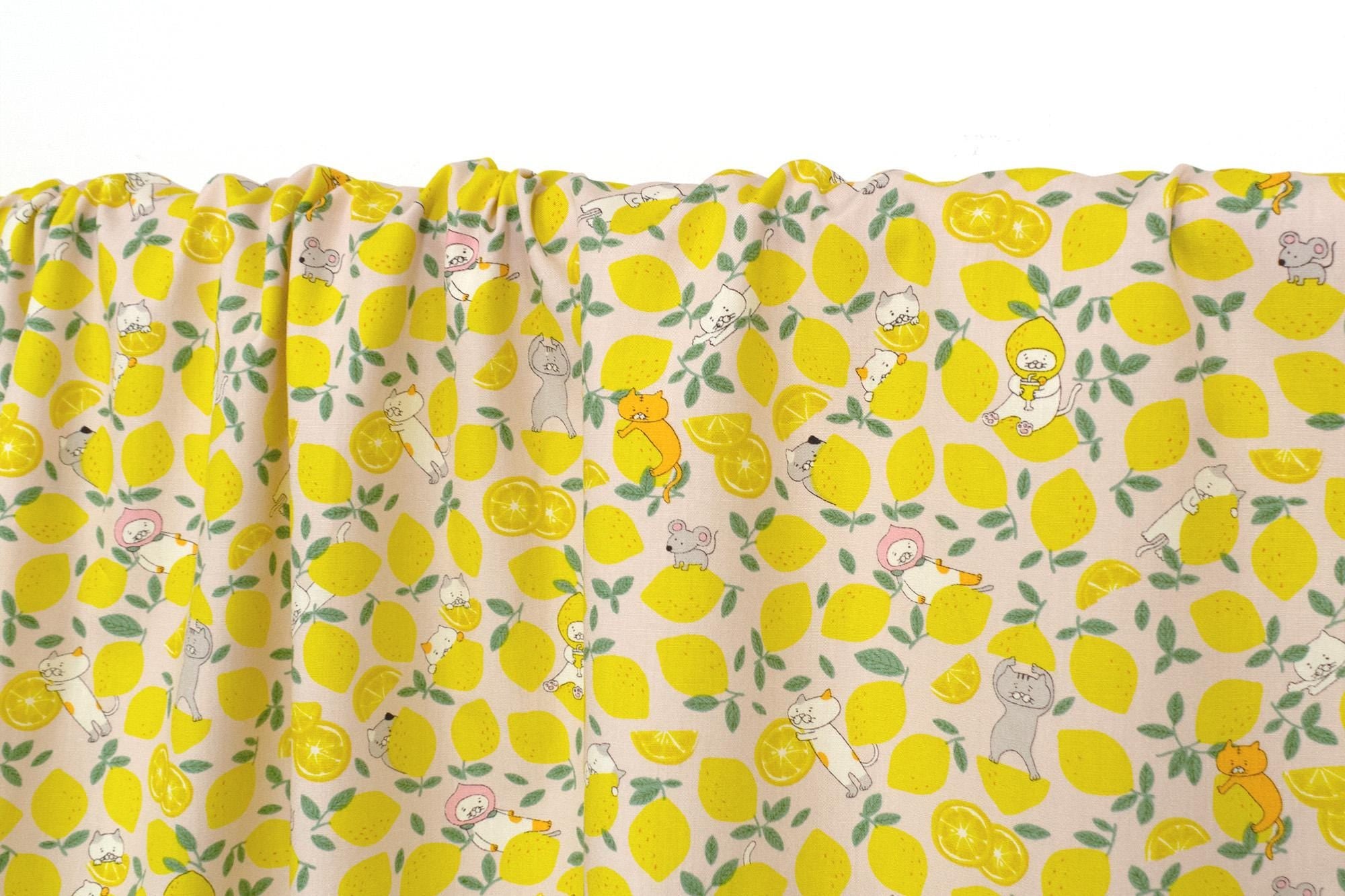 Japanese Fabric Lemonade Cats - B - 50cm