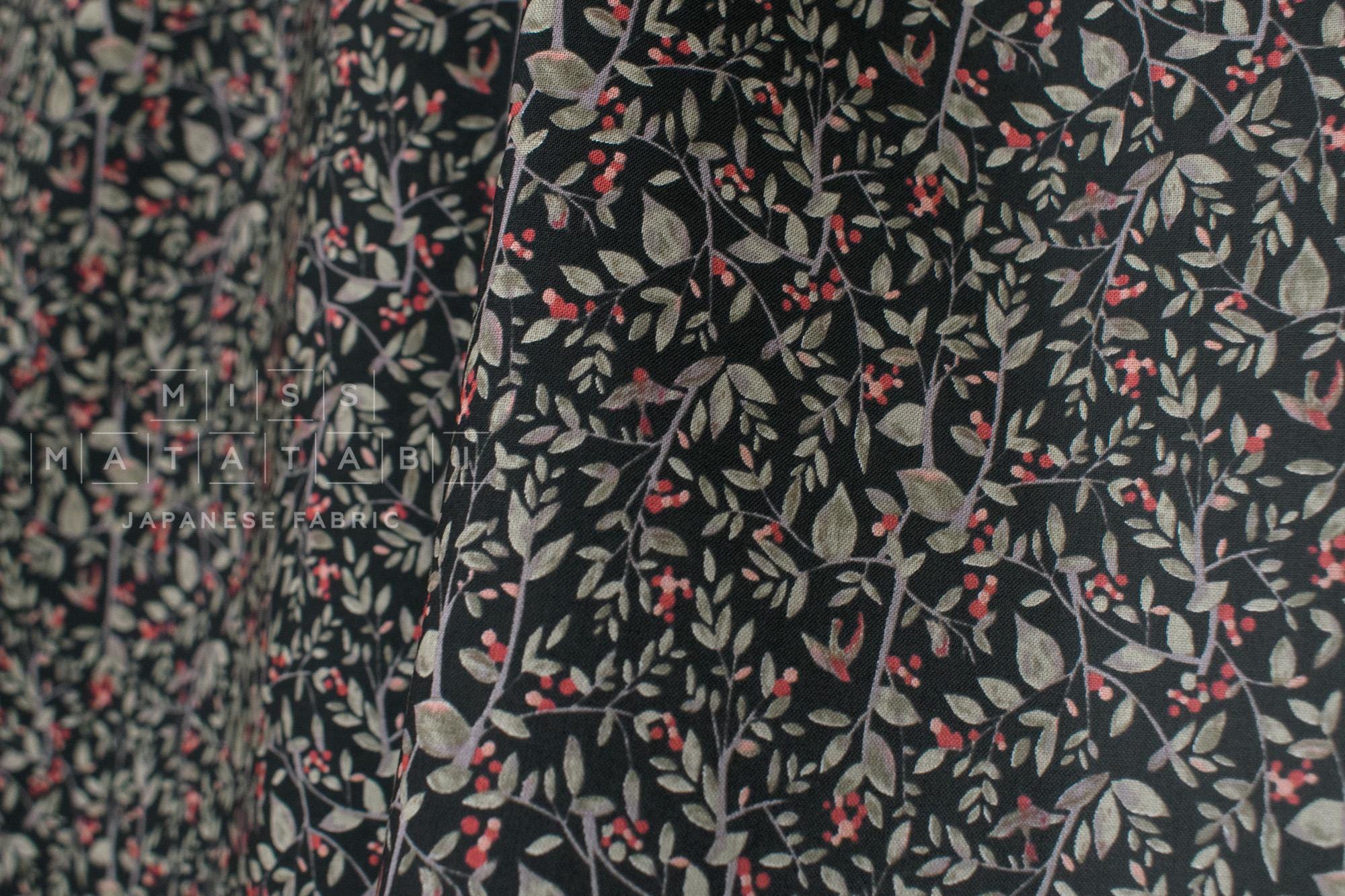 DEADSTOCK Japanese Fabric Little Bird - black - 50cm