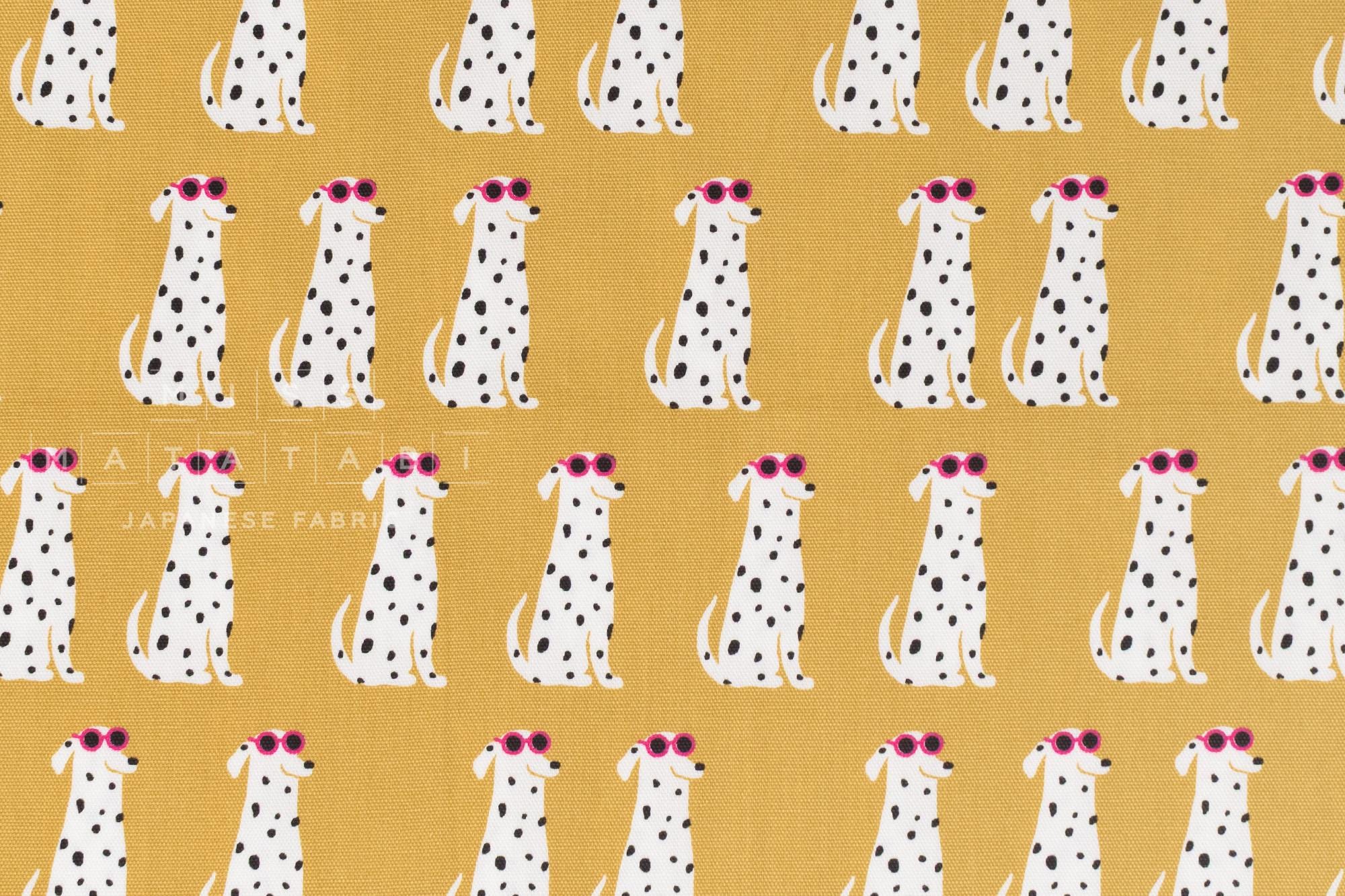 Japanese Fabric Dalmations - mustard - 50cm