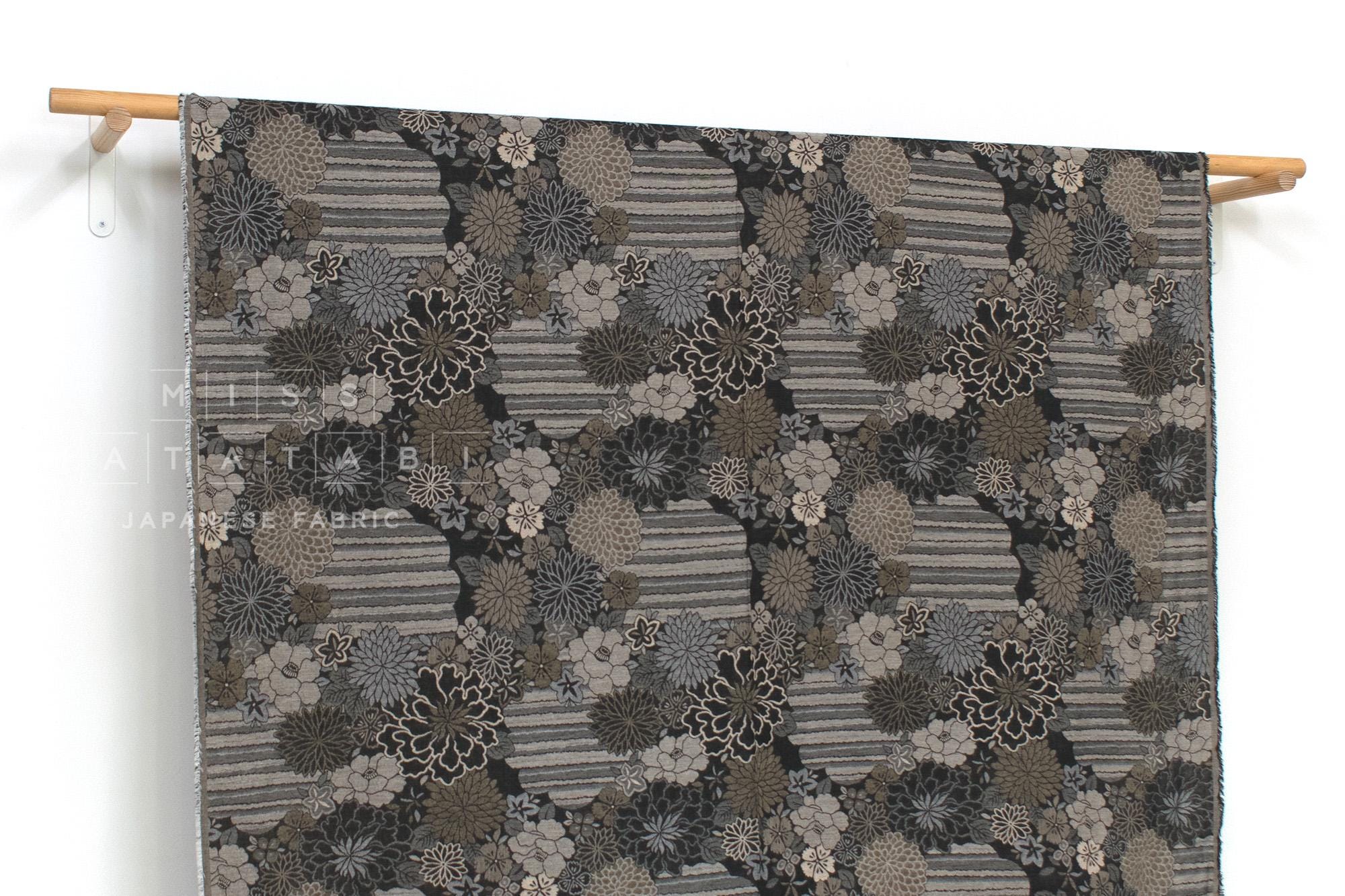 Japanese Fabric - Yarn Dyed Woven Four Seasons Jacquard - black, latte - 50cm