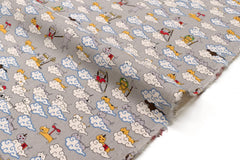 Japanese Fabric Monkey Magic Cats - A grey - 50cm