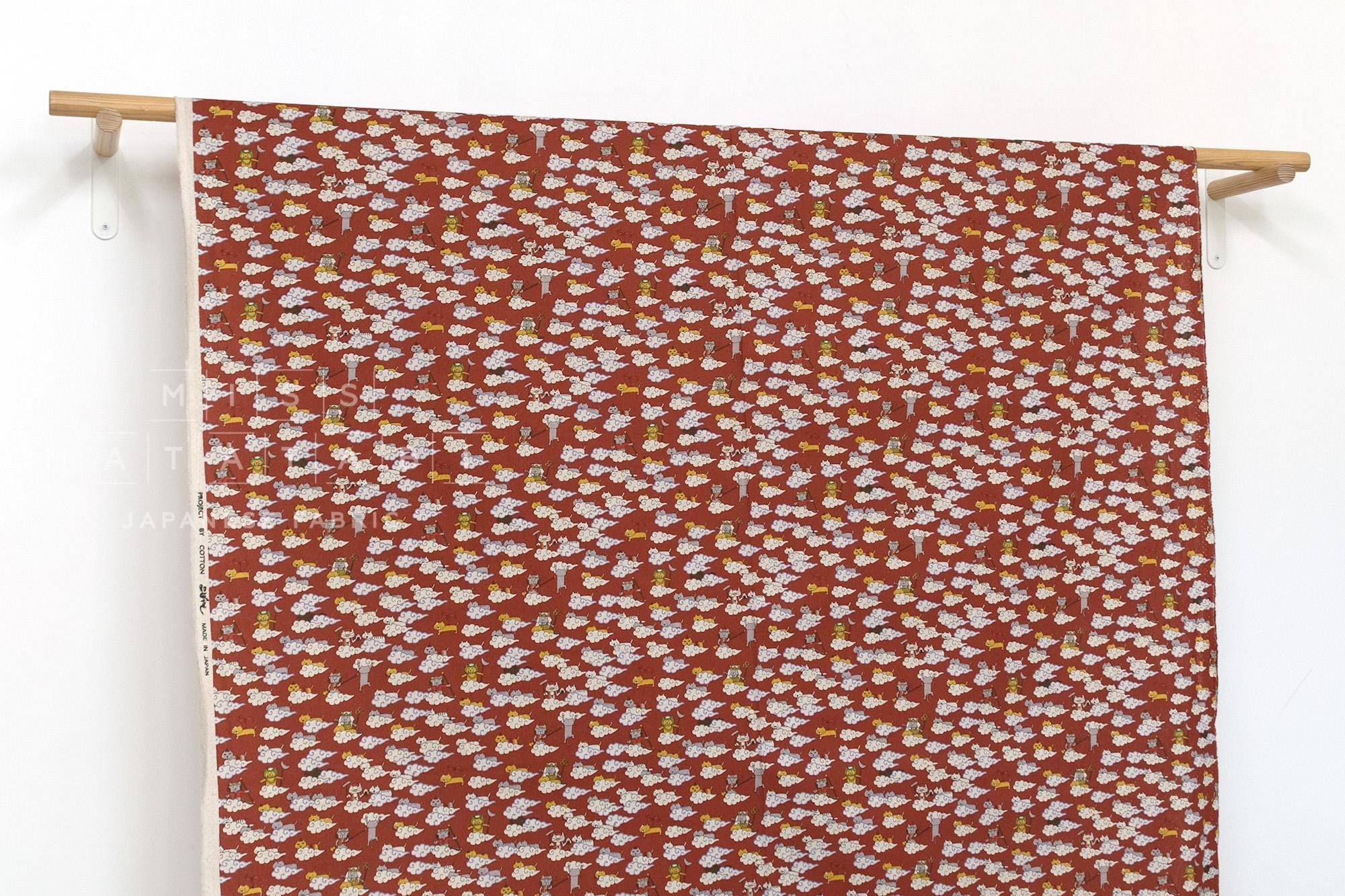 Japanese Fabric Monkey Magic Cats - B red - 50cm