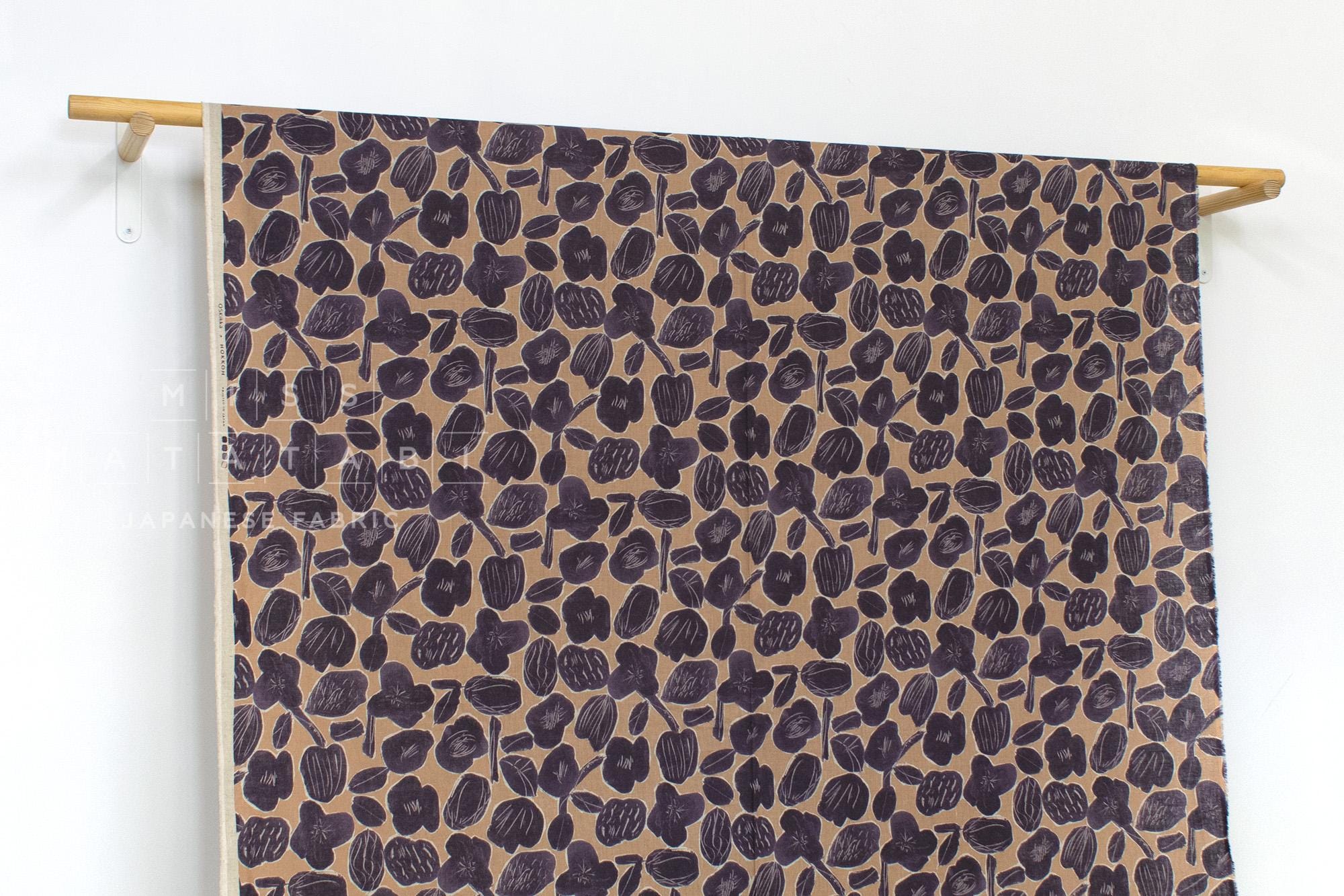 Japanese Fabric Mina Flowers Linen Blend - B - 50cm