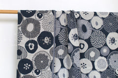 Japanese Fabric Yarn Dyed Woven Jacquard Flowers - navy blue, grey - 50cm