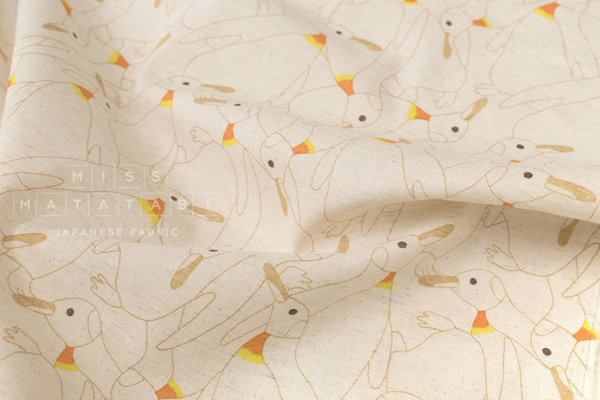 Japanese Fabric Penguins Linen Blend - A - 50cm