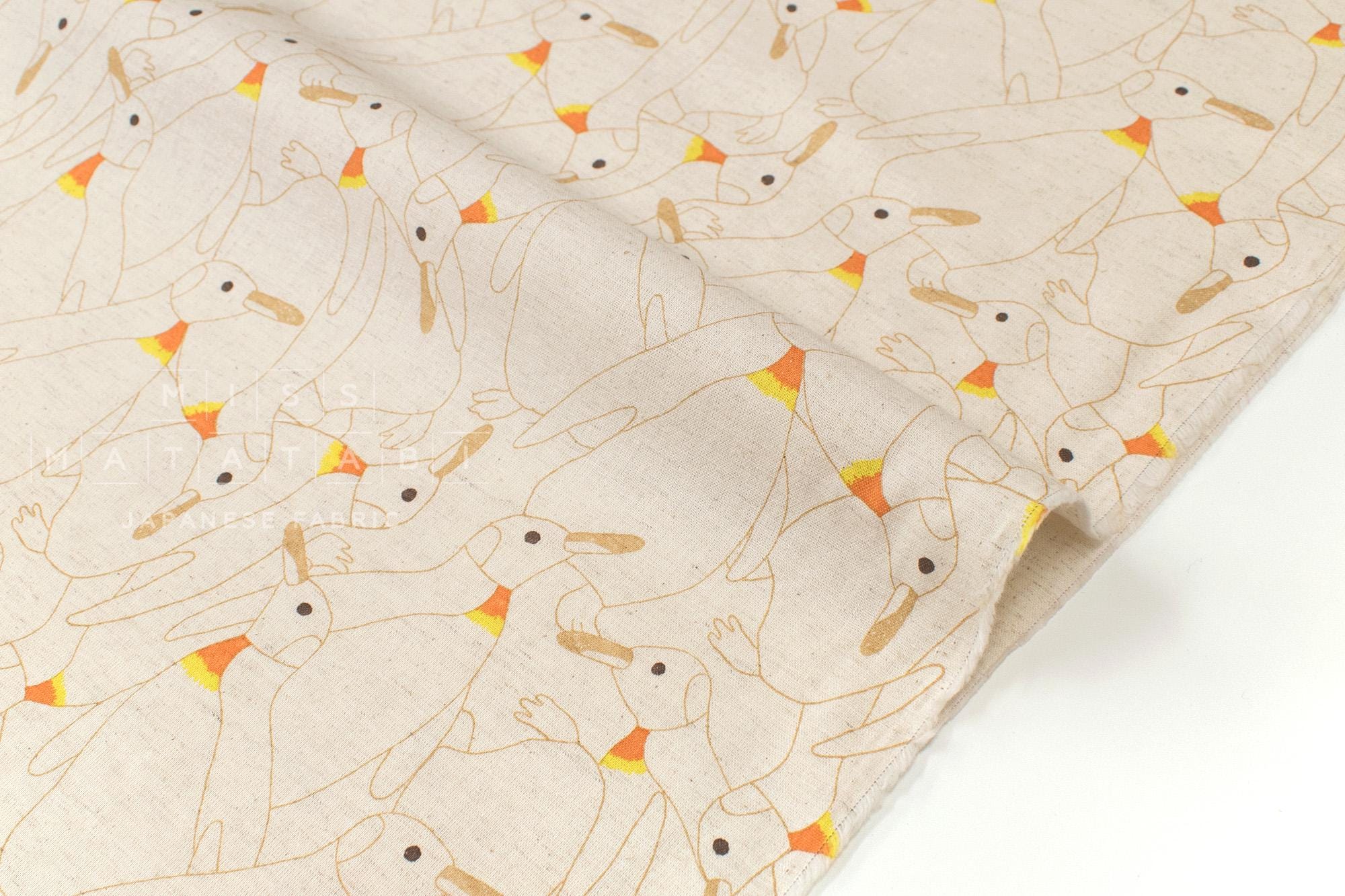 Japanese Fabric Penguins Linen Blend - A - 50cm