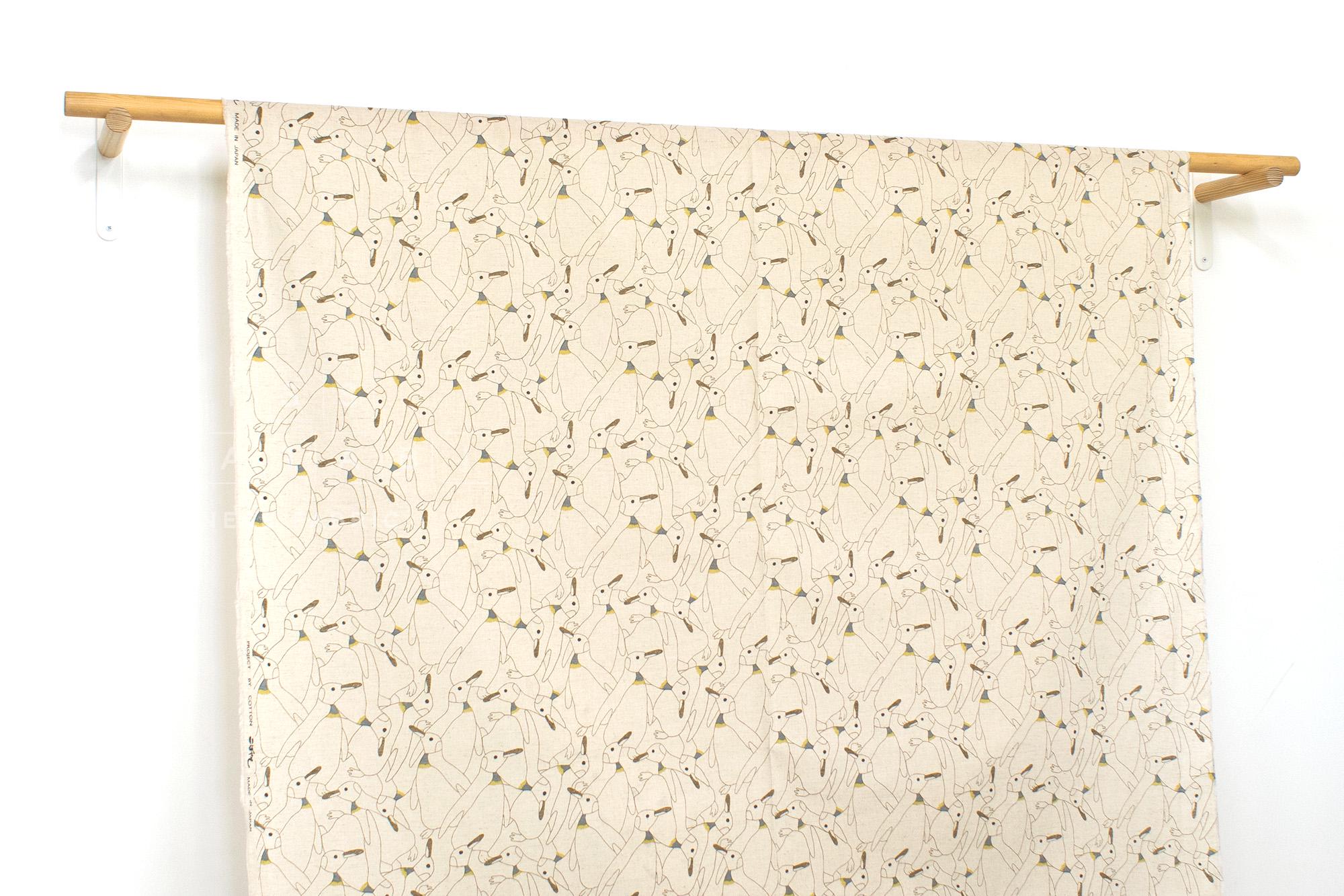 Japanese Fabric Penguins Linen Blend - B - 50cm