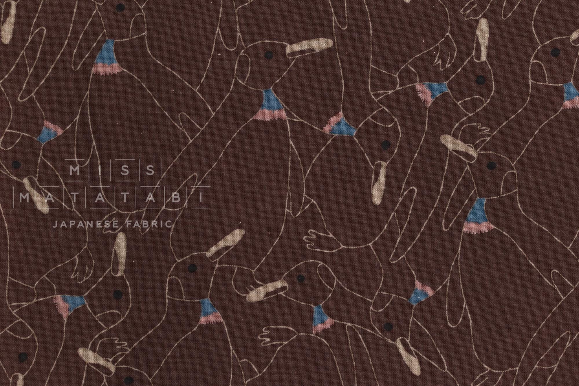 Japanese Fabric Penguins Linen Blend - C - 50cm