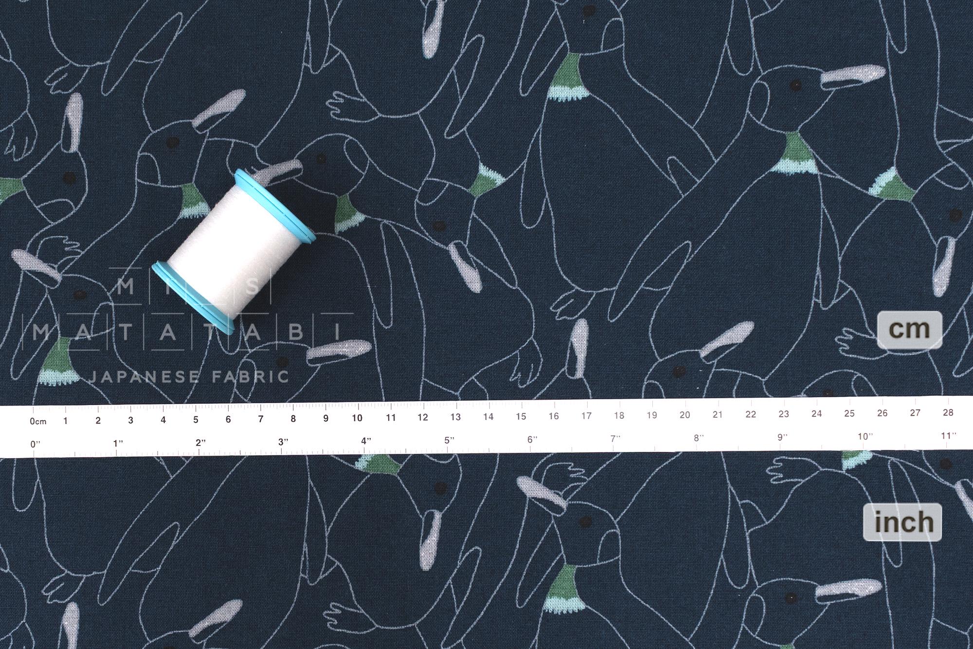 Japanese Fabric Penguins Linen Blend - D - 50cm