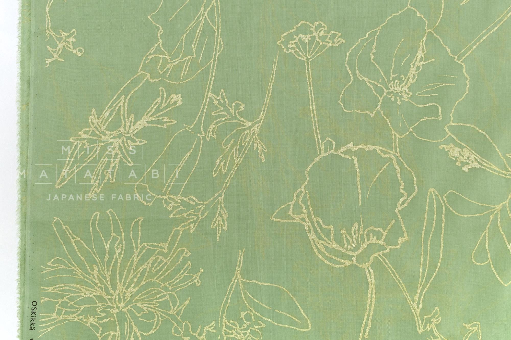 Japanese Fabric Metallic Voile - green - 50cm