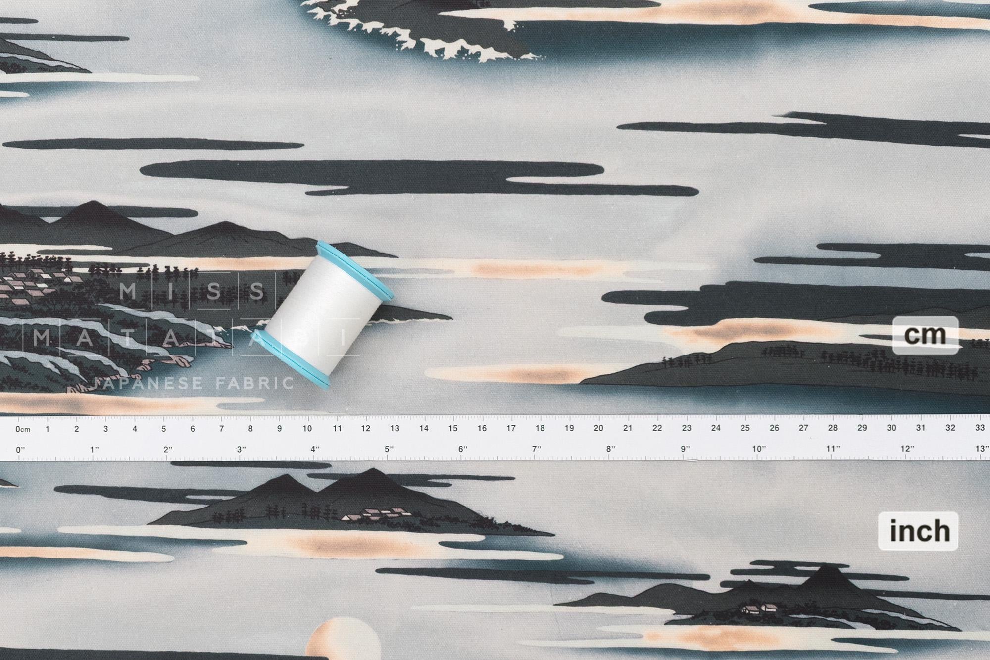Japanese Fabric Ukiyo-e Landscape - A - 50cm