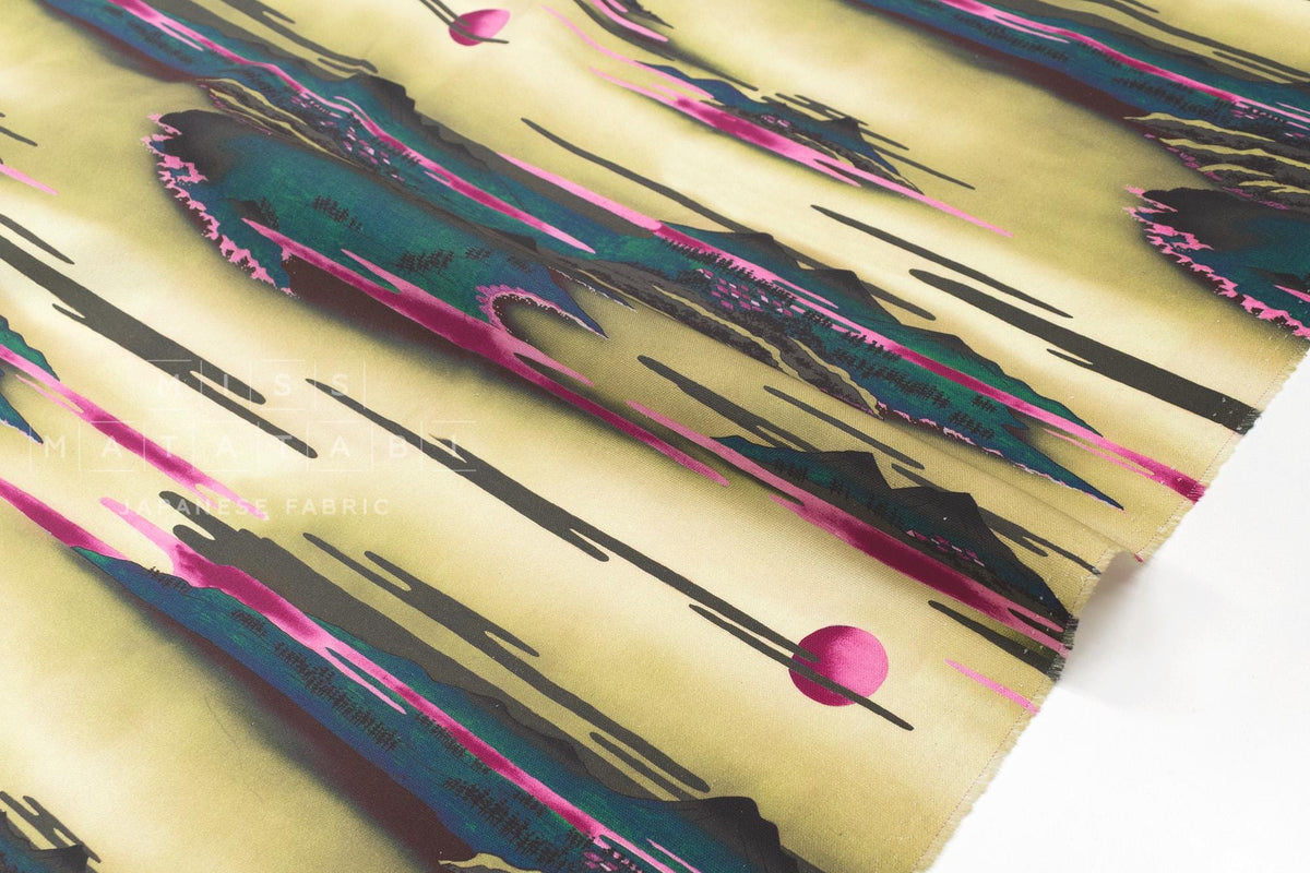 Japanese Fabric Ukiyo-e Landscape - C - 50cm