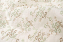 Japanese Fabric Embroidered Cotton Lawn - Julie - green, gold - 50cm