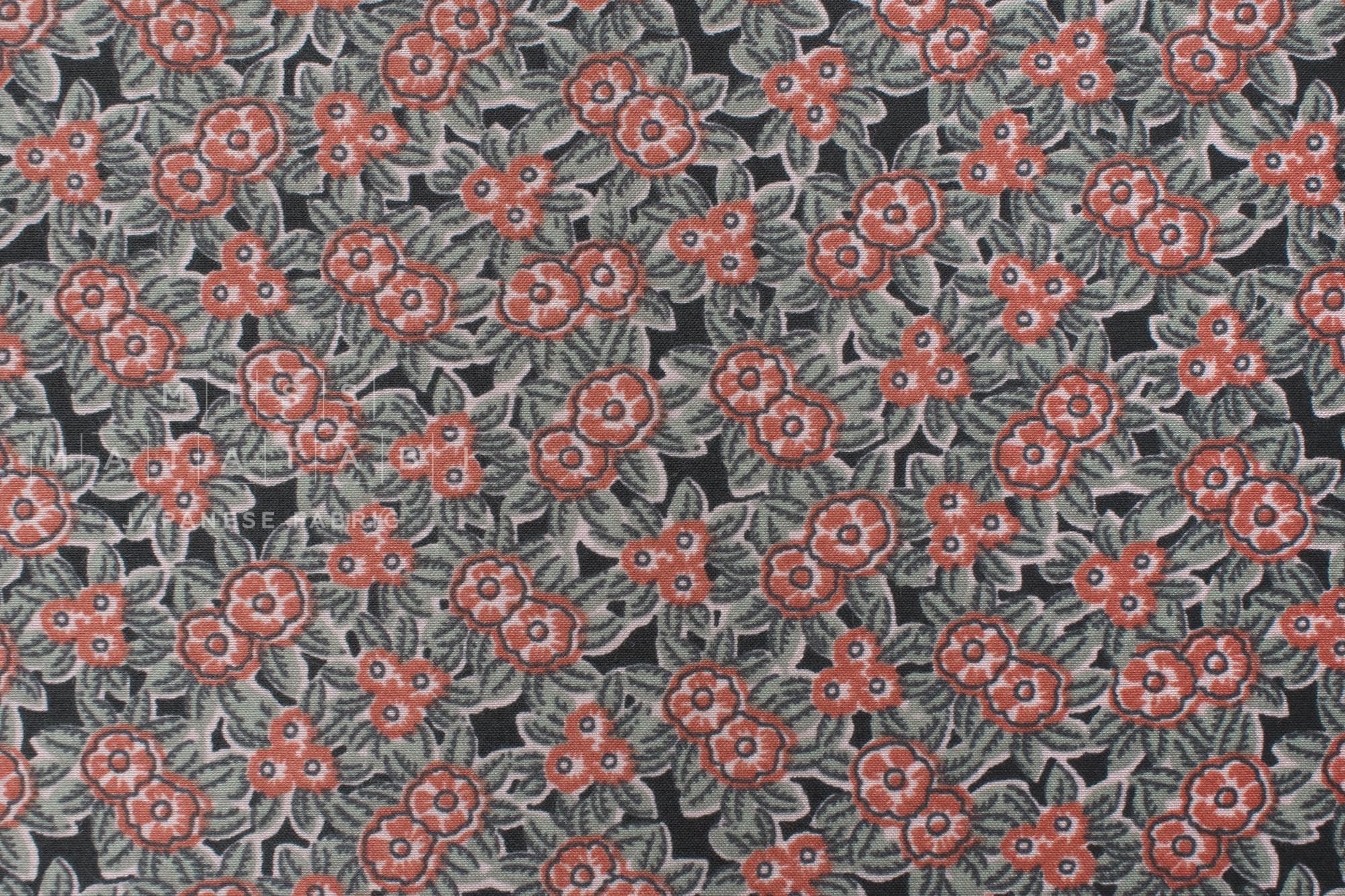 Japanese Fabric Cotton Silk Blend floral - orange - 50cm