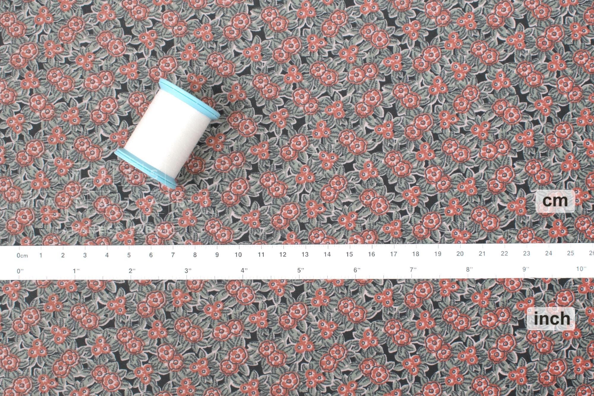 Japanese Fabric Cotton Silk Blend floral - orange - 50cm