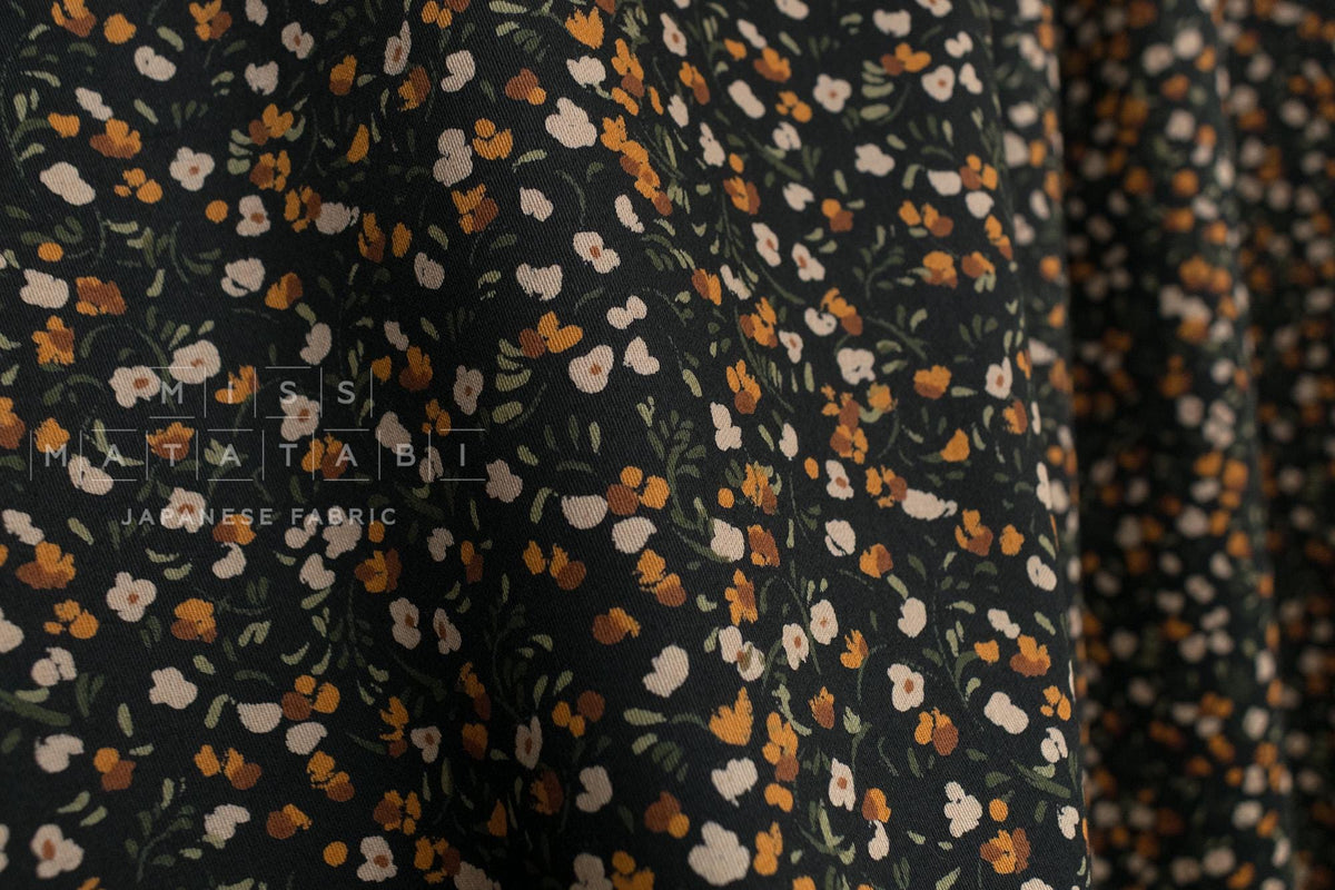 Japanese Fabric Eleanor - E black, green - 50cm