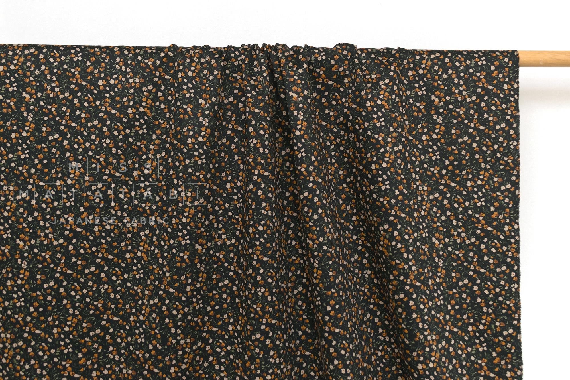 Japanese Fabric Eleanor - E black, green - 50cm