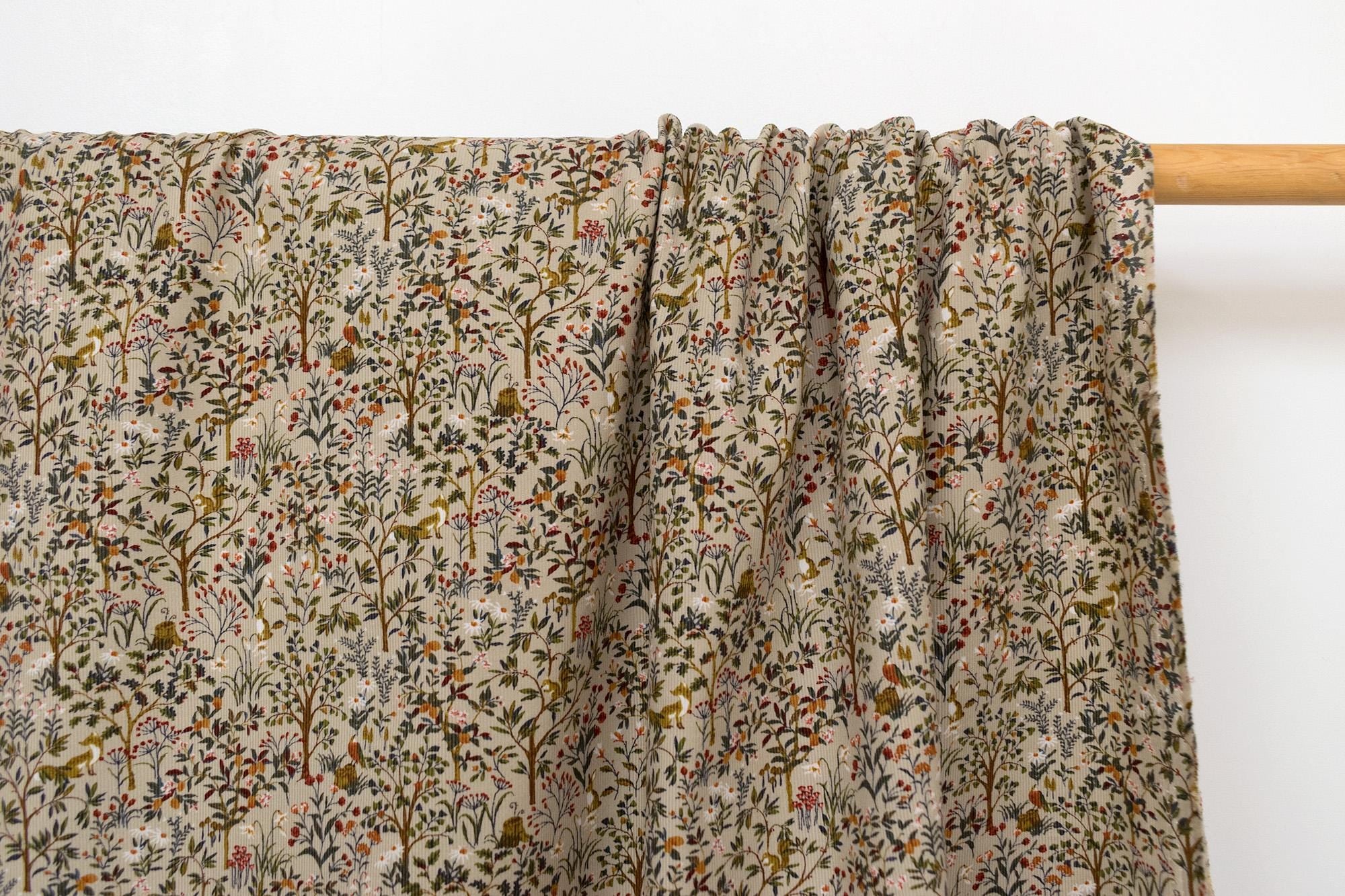 Japanese Fabric Corduroy Into the Woods - A - 50cm