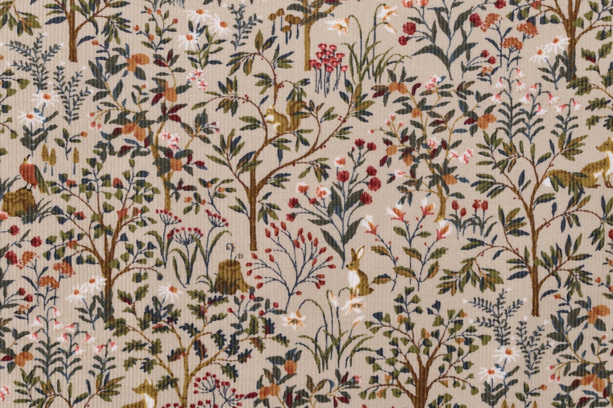 Japanese Fabric Corduroy Into the Woods - A - 50cm