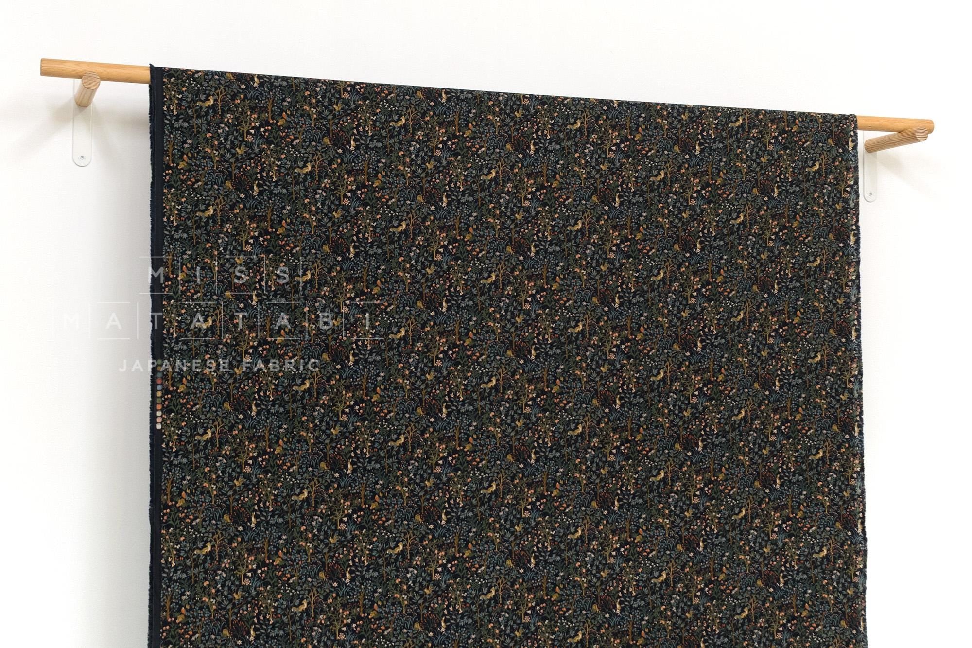 Japanese Fabric Corduroy Into the Woods - D navy blue - 50cm