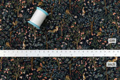 Japanese Fabric Corduroy Into the Woods - D navy blue - 50cm