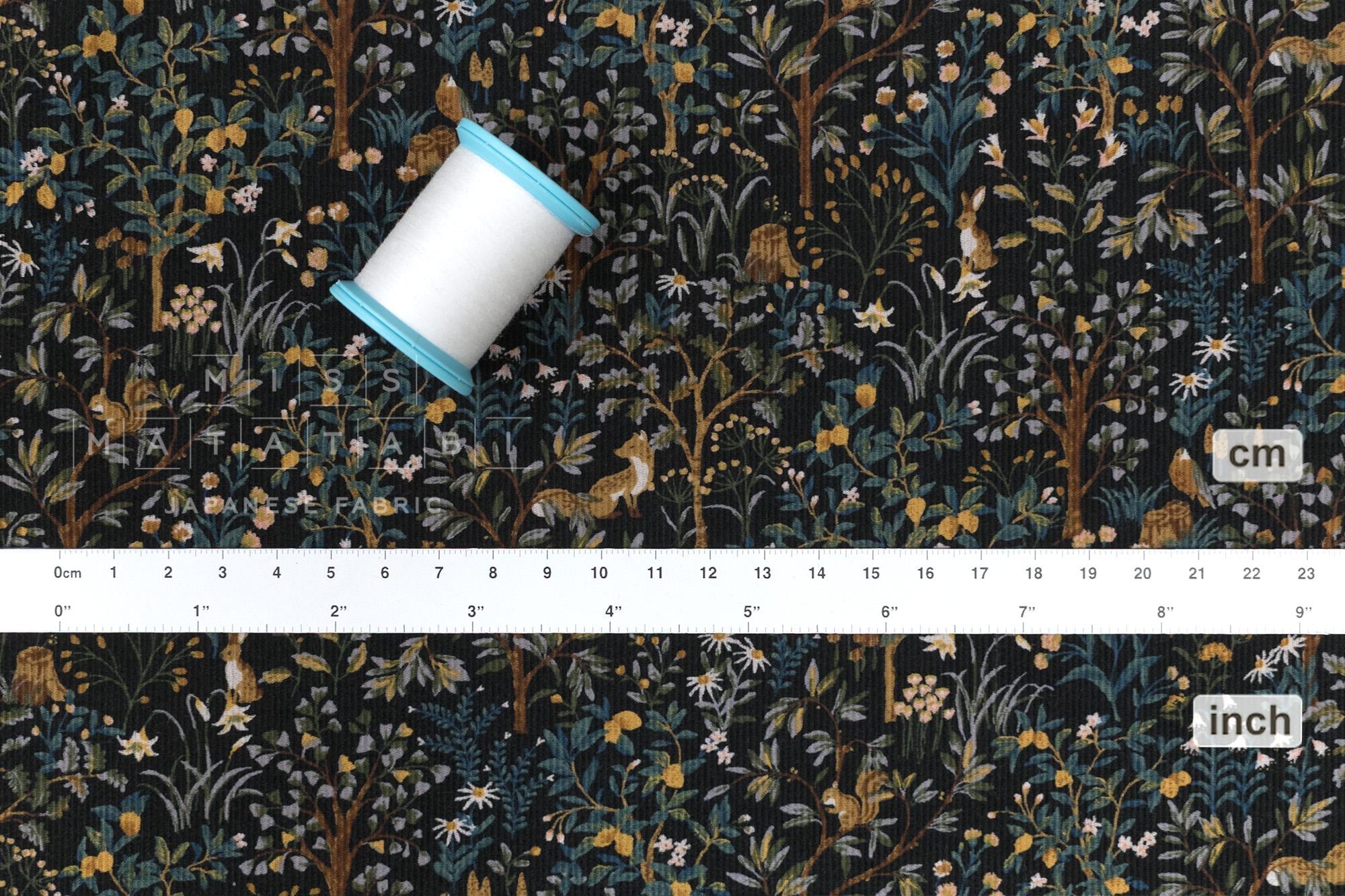 Japanese Fabric Corduroy Into the Woods - E black - 50cm