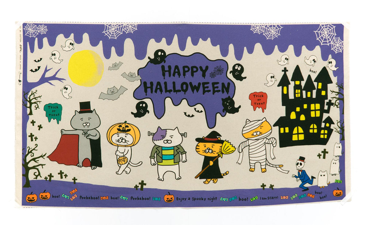 Japanese Fabric Halloween Cats - panel