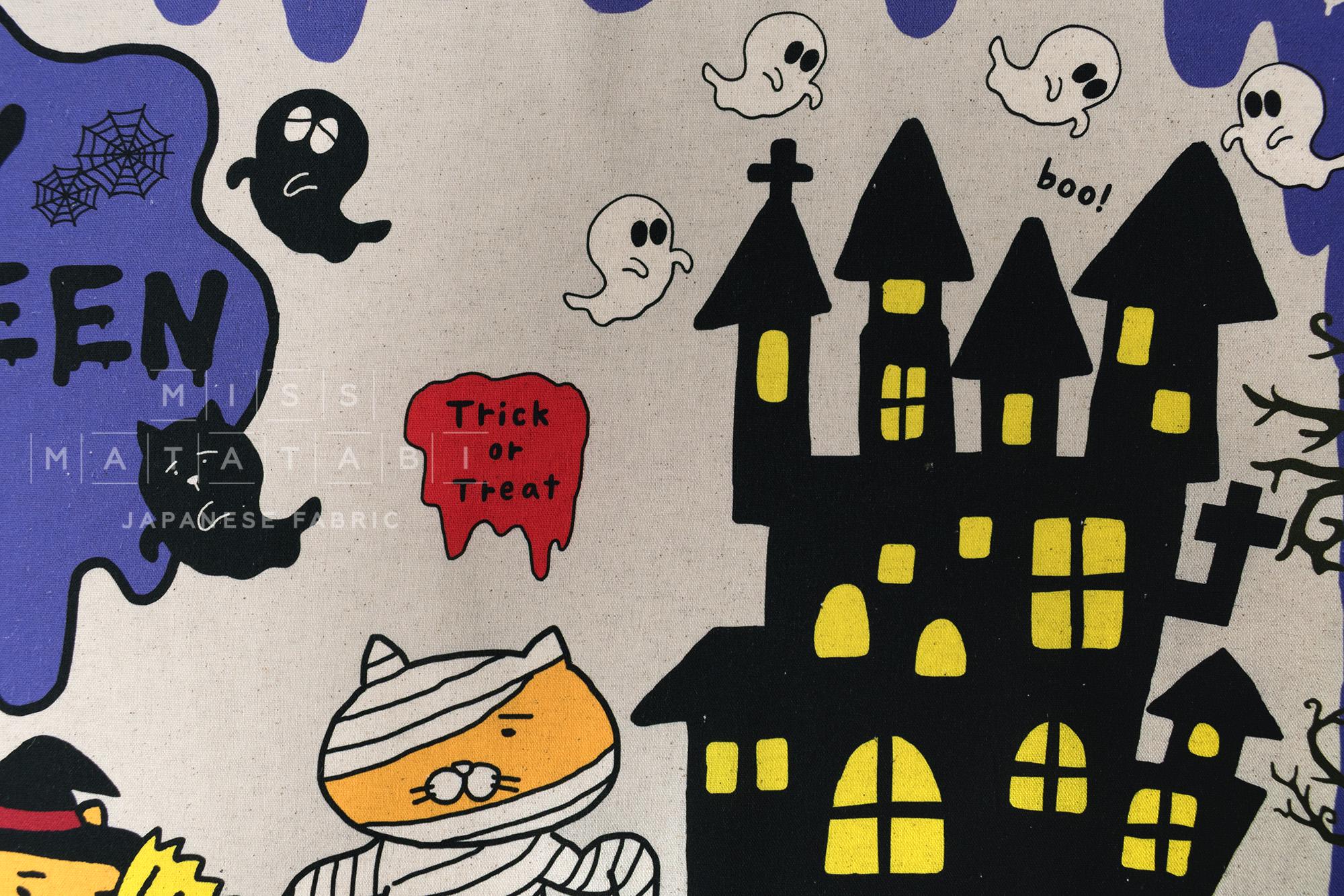 Japanese Fabric Halloween Cats - panel