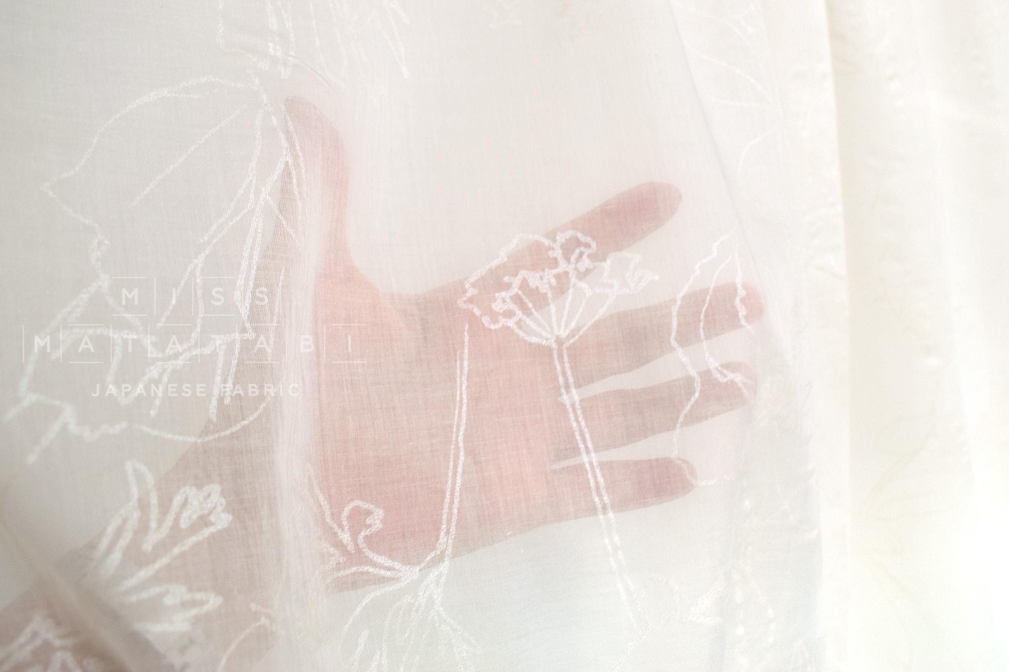 Japanese Fabric Metallic Voile - off white - 50cm