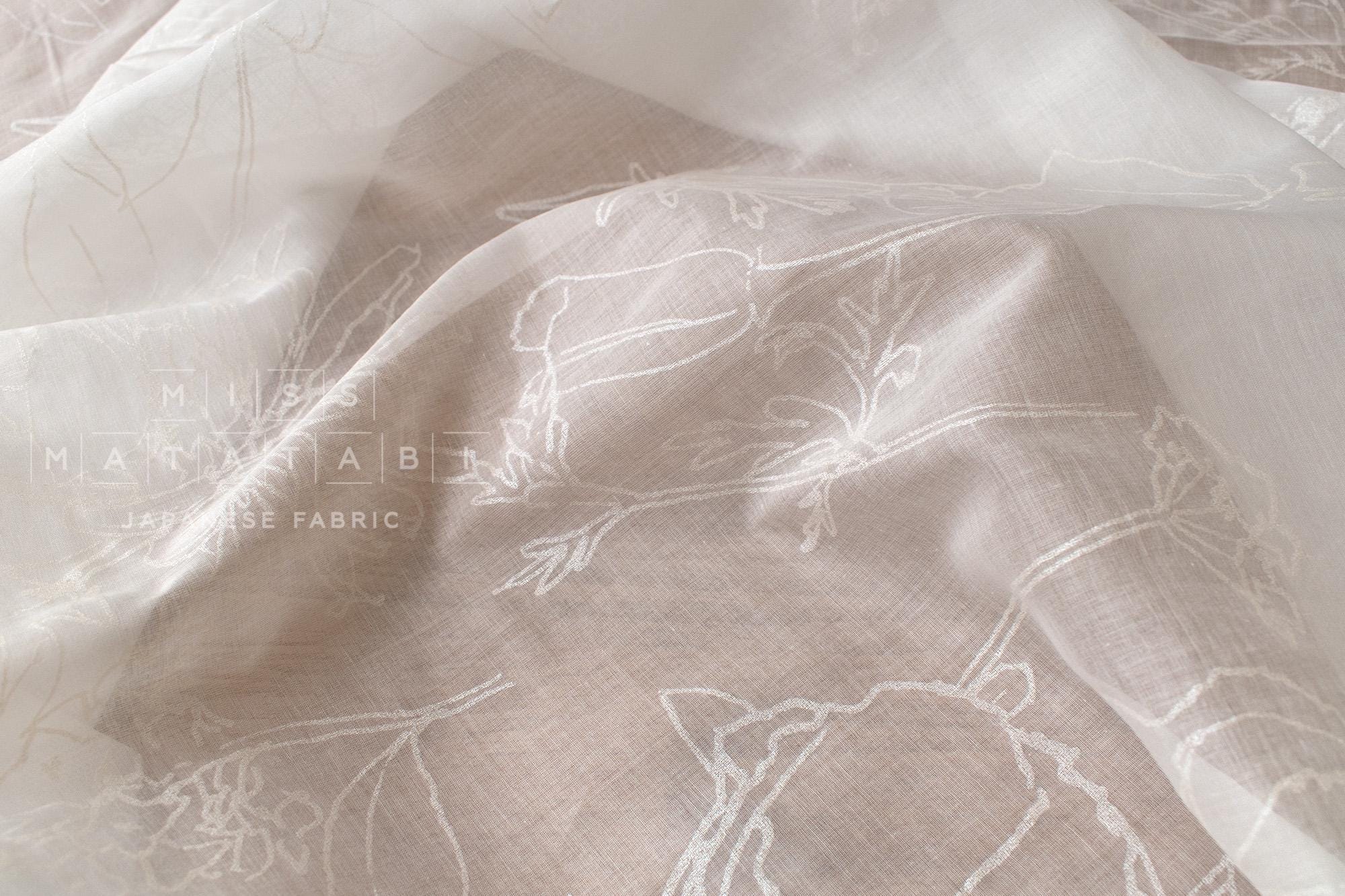 Japanese Fabric Metallic Voile - off white - 50cm