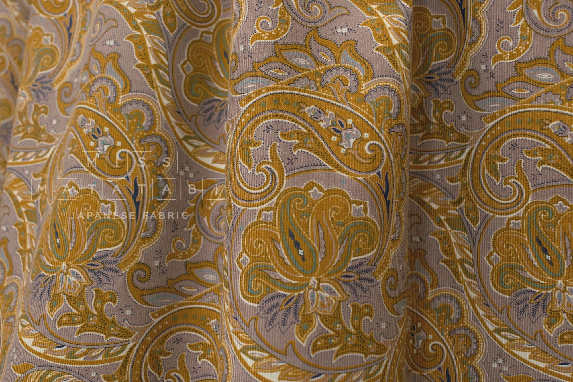 Japanese Fabric Corduroy Paisley - B - 50cm