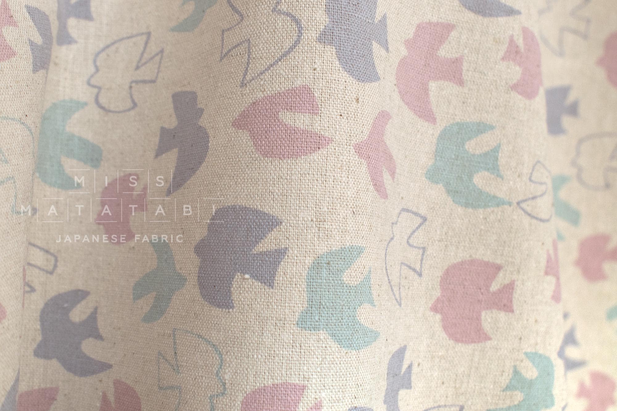 DEADSTOCK Japanese Fabric Birds Take Flight - B - 50cm